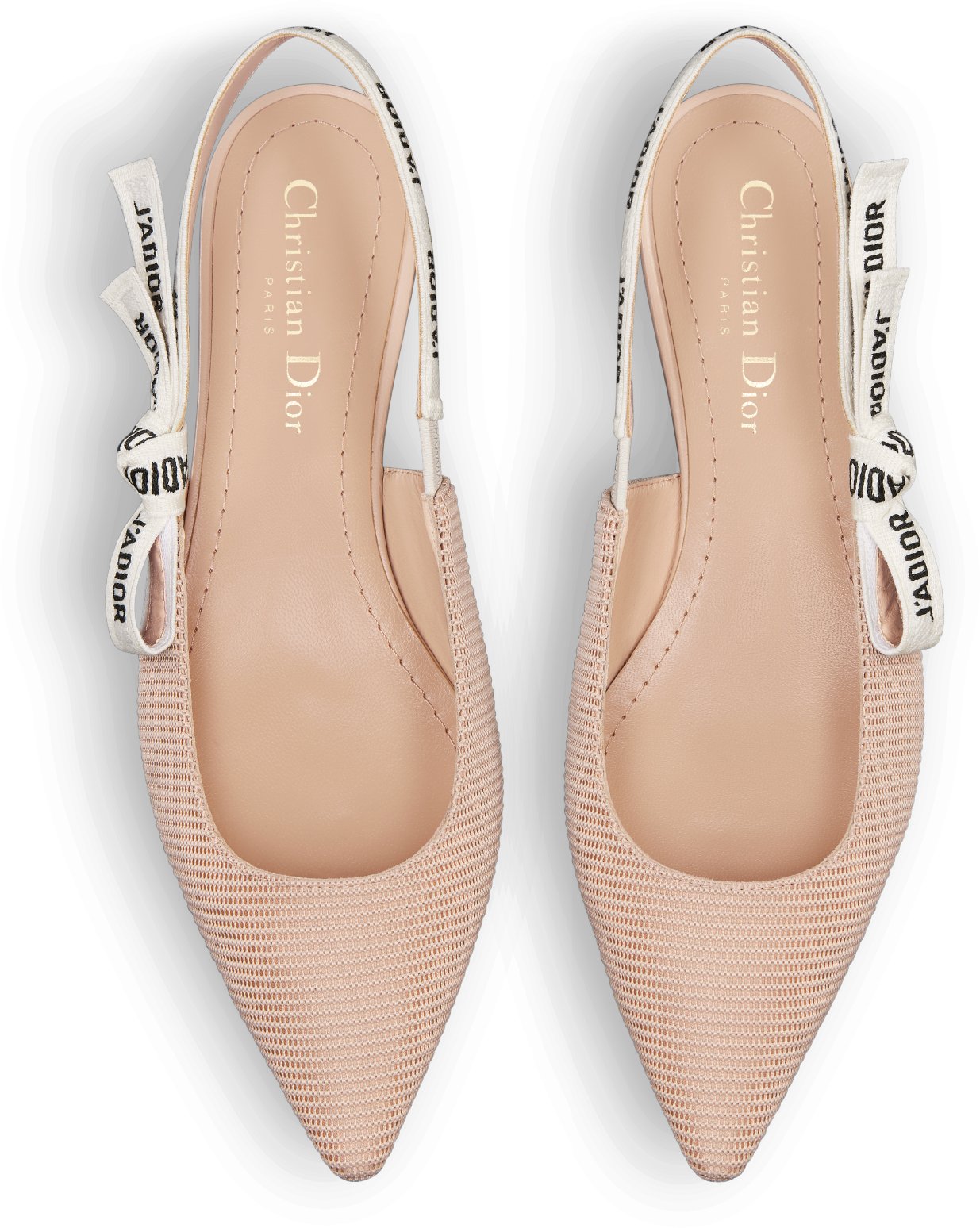 J Adior Slingback Flat Nude Technical Fabric DIOR