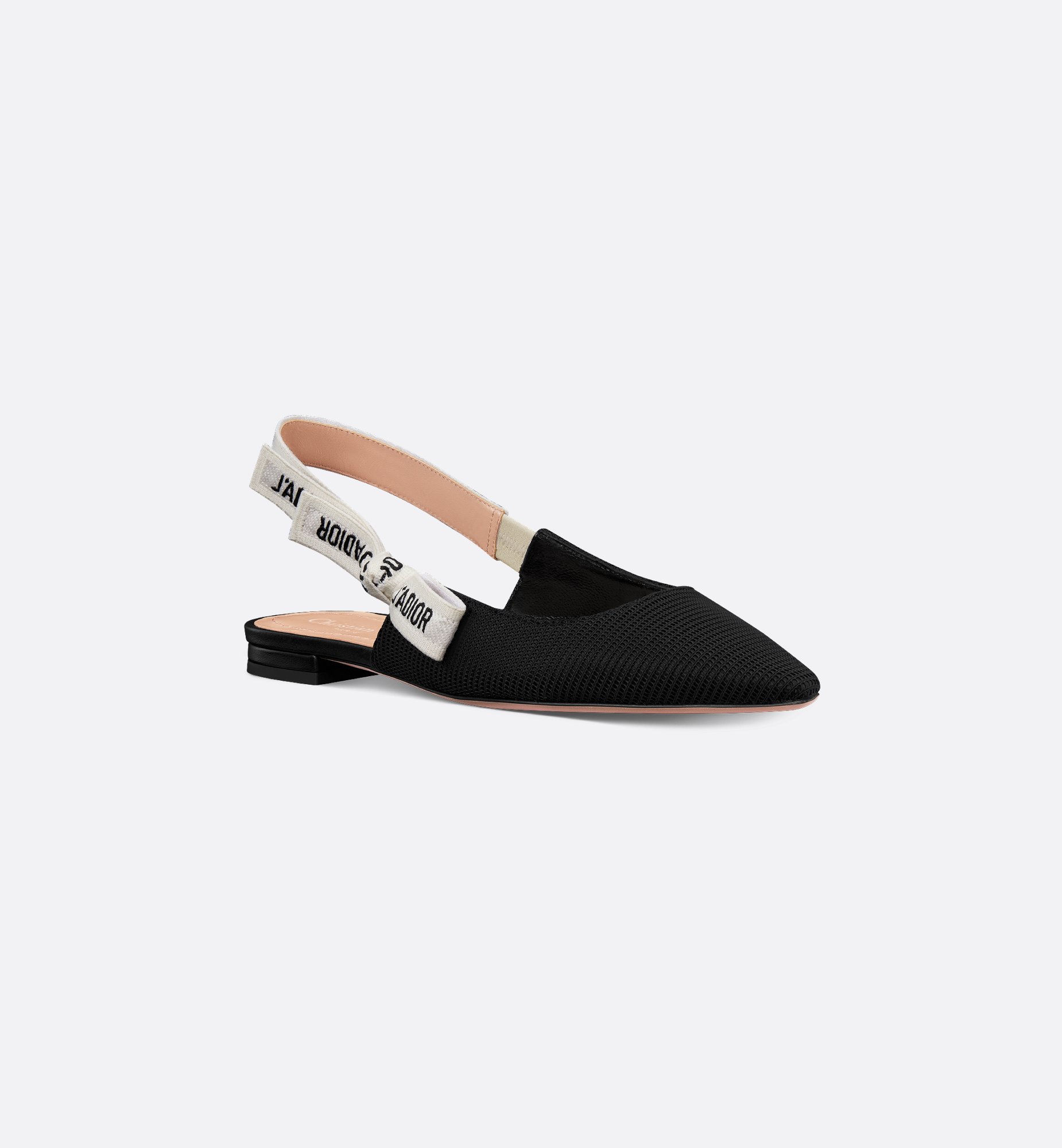 J'Adior Slingback Flat Cotton Embroidered with Light Gray J'Adior Slingback Flat Cotton Embroidered with Light Gray