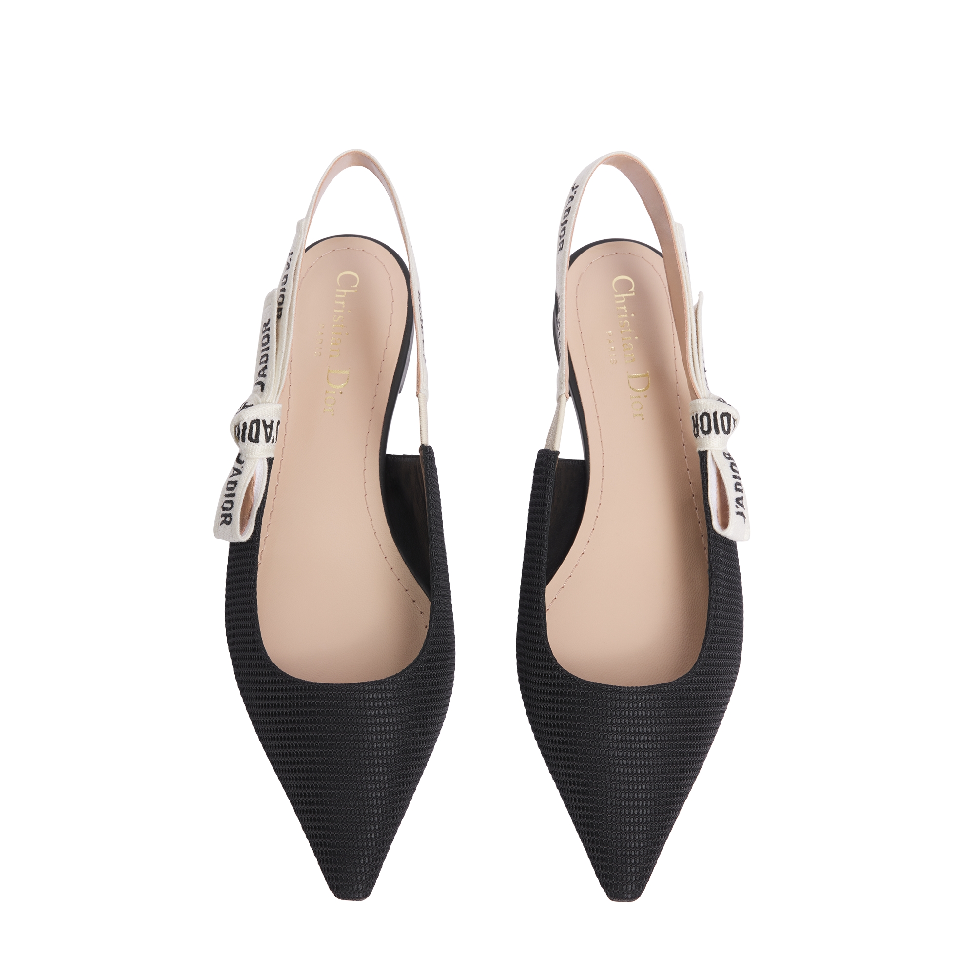 J'Adior Slingback Flat Black Technical Fabric E06