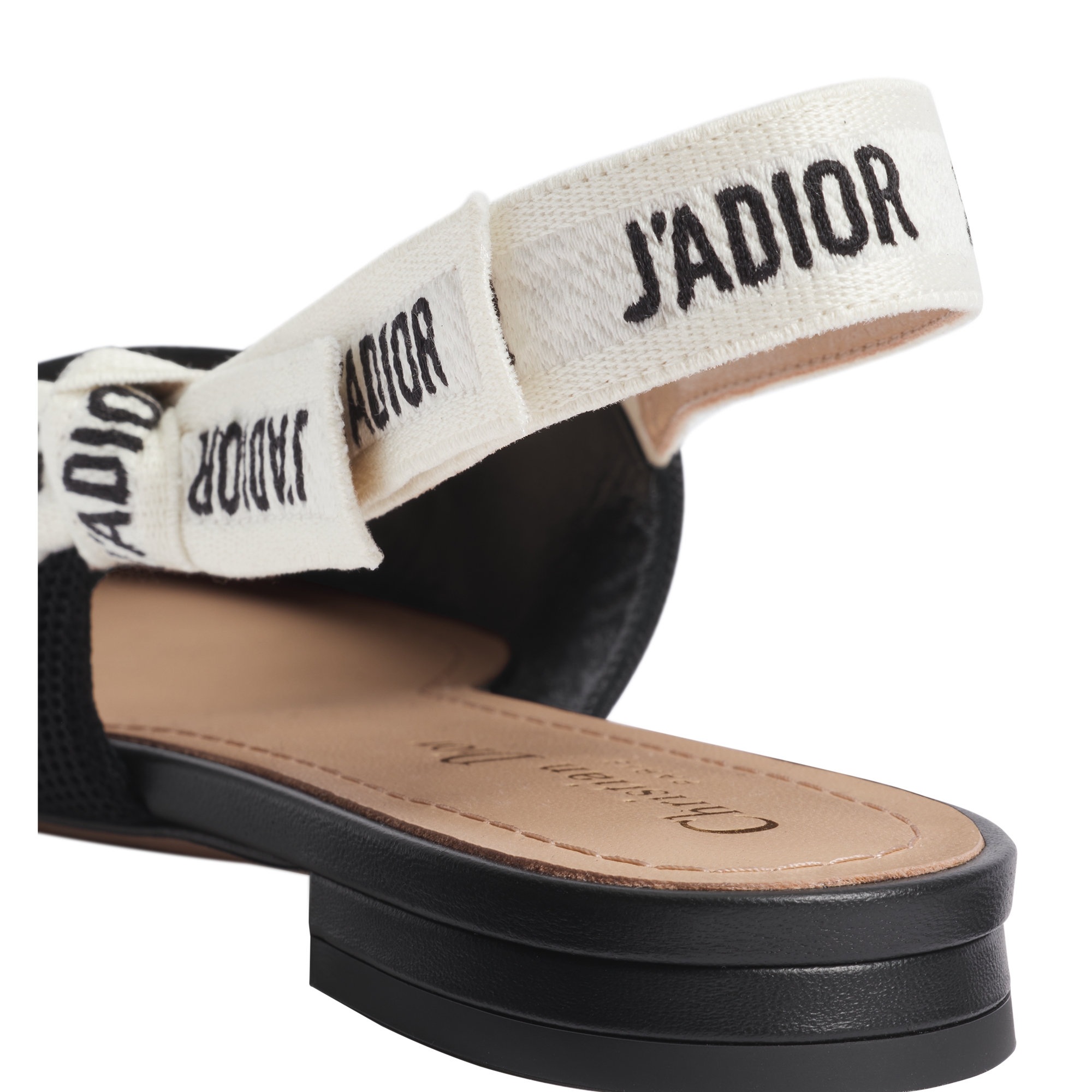 J'Adior Slingback Flat Black Technical Fabric E11