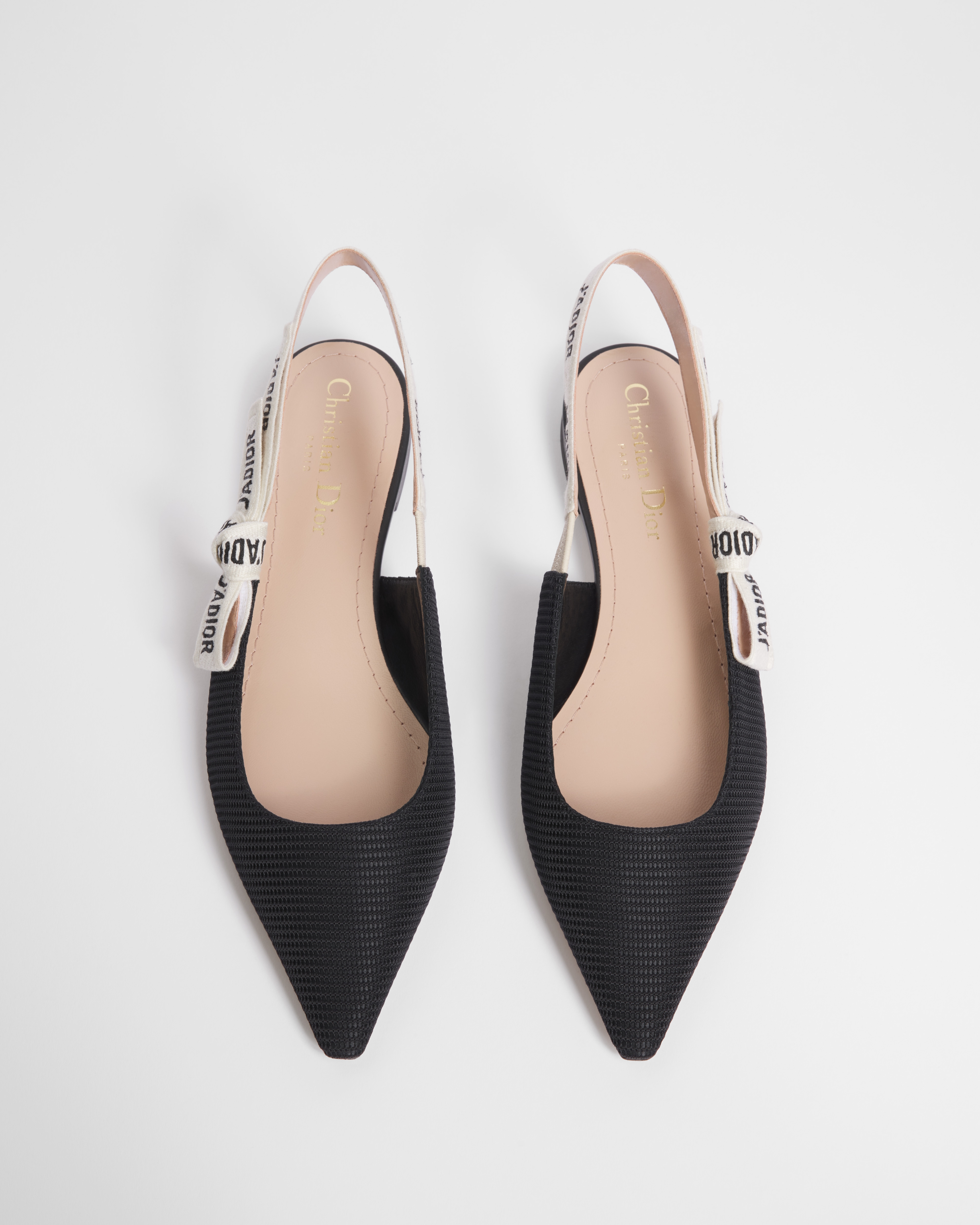 J'Adior Slingback Flat Black Technical Fabric E06