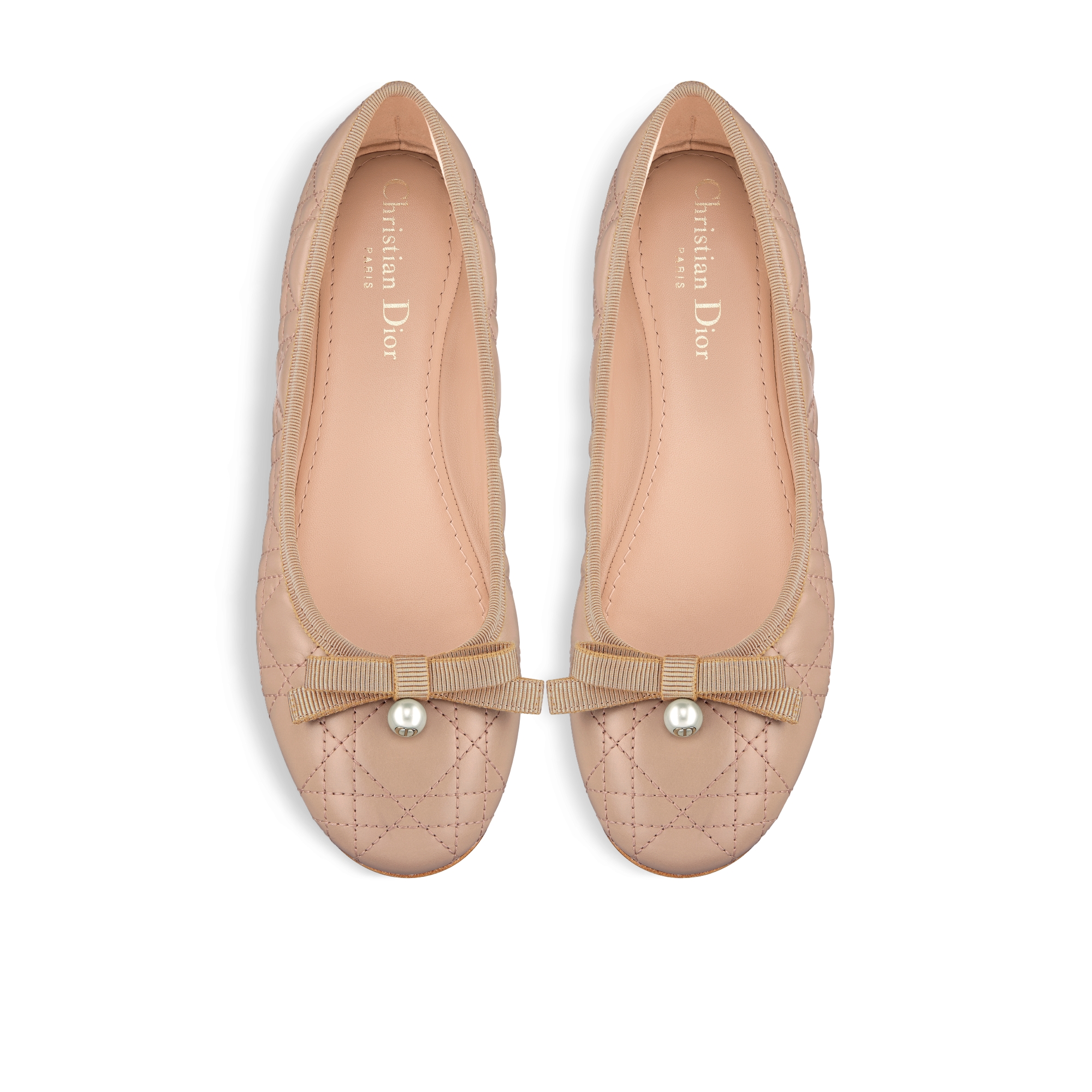 Dior Ballet Flat Nude Quilted Cannage Calfskin E06