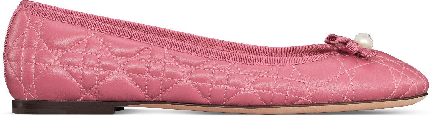 Dior Ballet Flat Profile view Deep Pink Quilted Cannage Calfskin