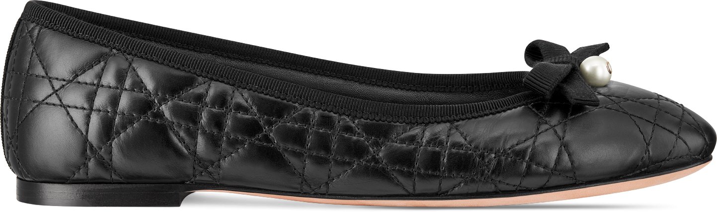 Dior Ballet Flat Profile view Black Quilted Cannage Calfskin
