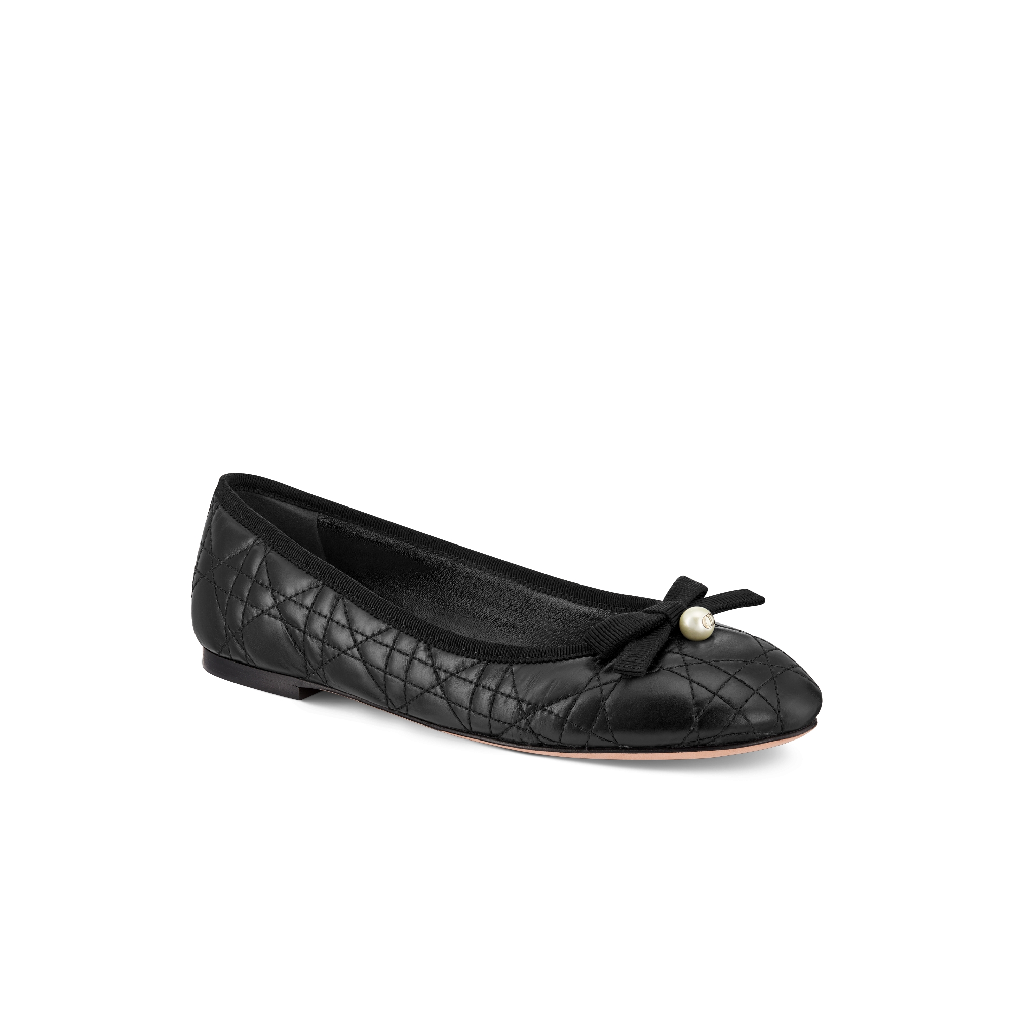 Dior Ballet Ballerina Gestepptes Cannage Kalbsleder in Schwarz E03