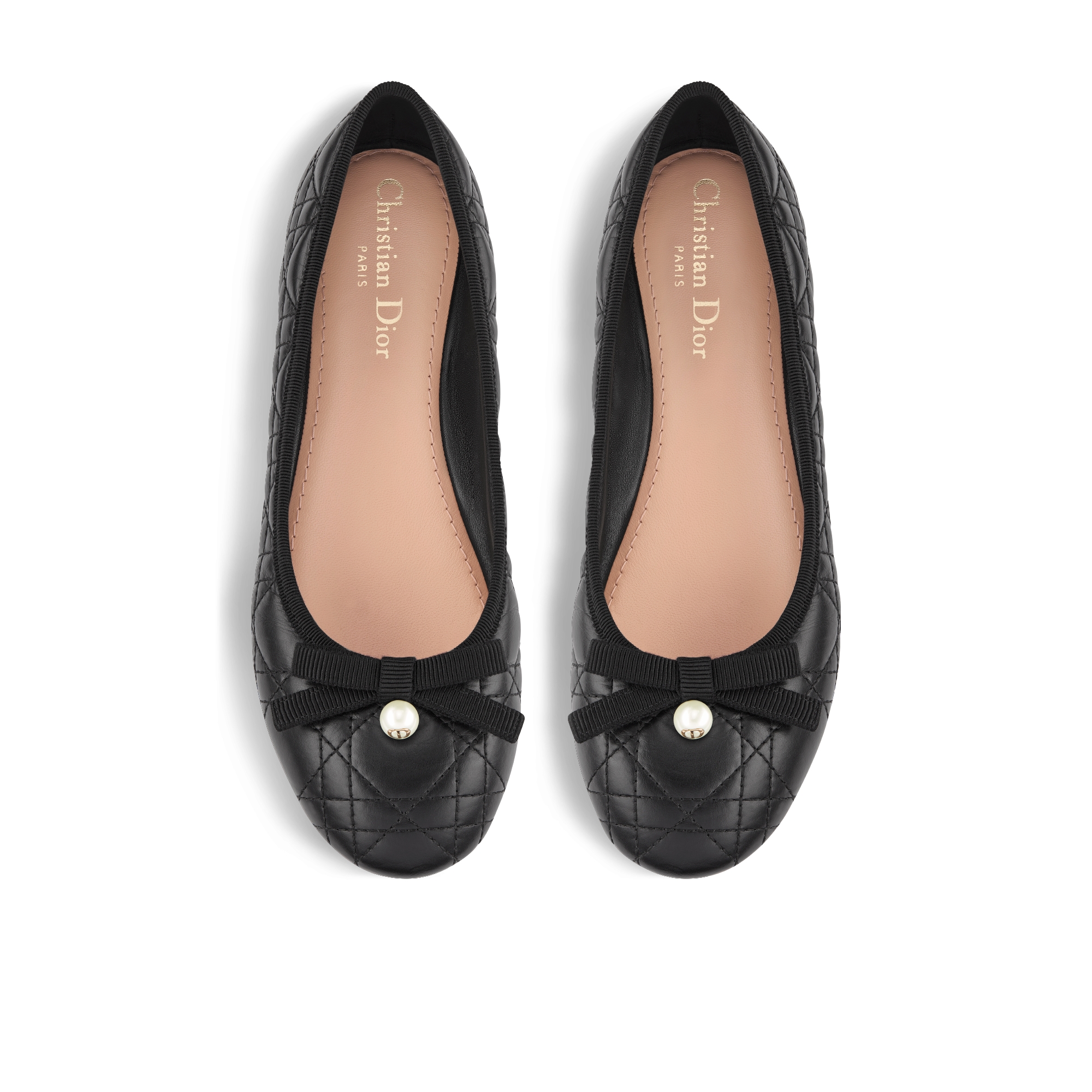 Dior Ballet Ballerina Gestepptes Cannage Kalbsleder in Schwarz E06