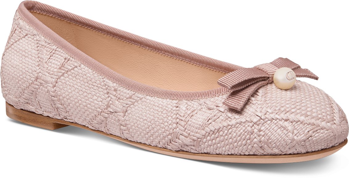 Dior Ballet Flat Powder Pink Cannage Raffia DIOR