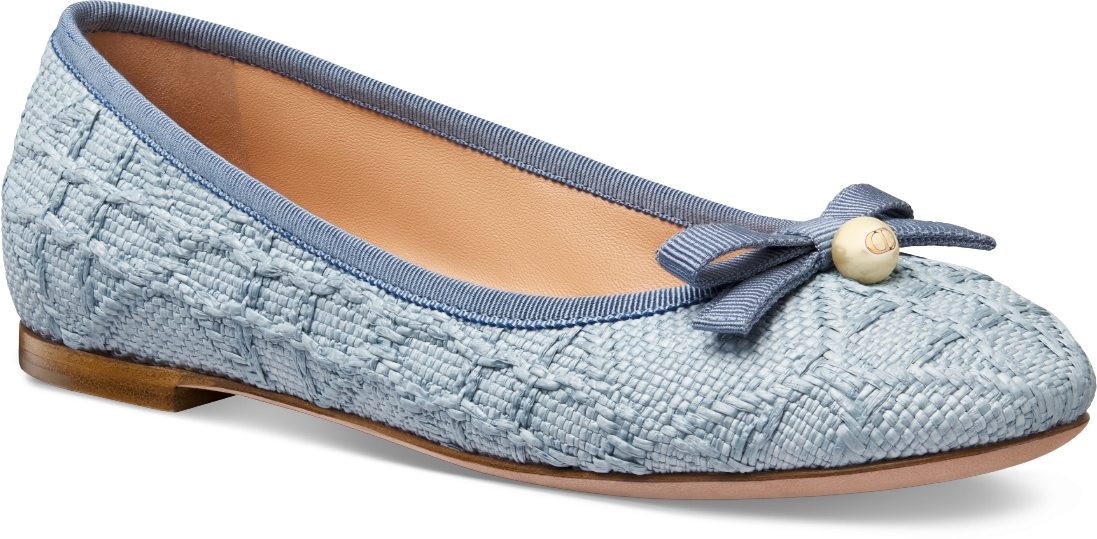 Dior Ballet Flat Pastel Blue Cannage Raffia DIOR