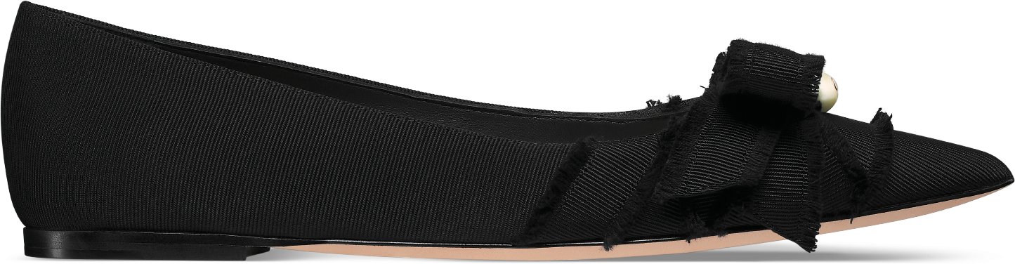 Adiorable Ballet Flat Profile view Black Fringed Grosgrain