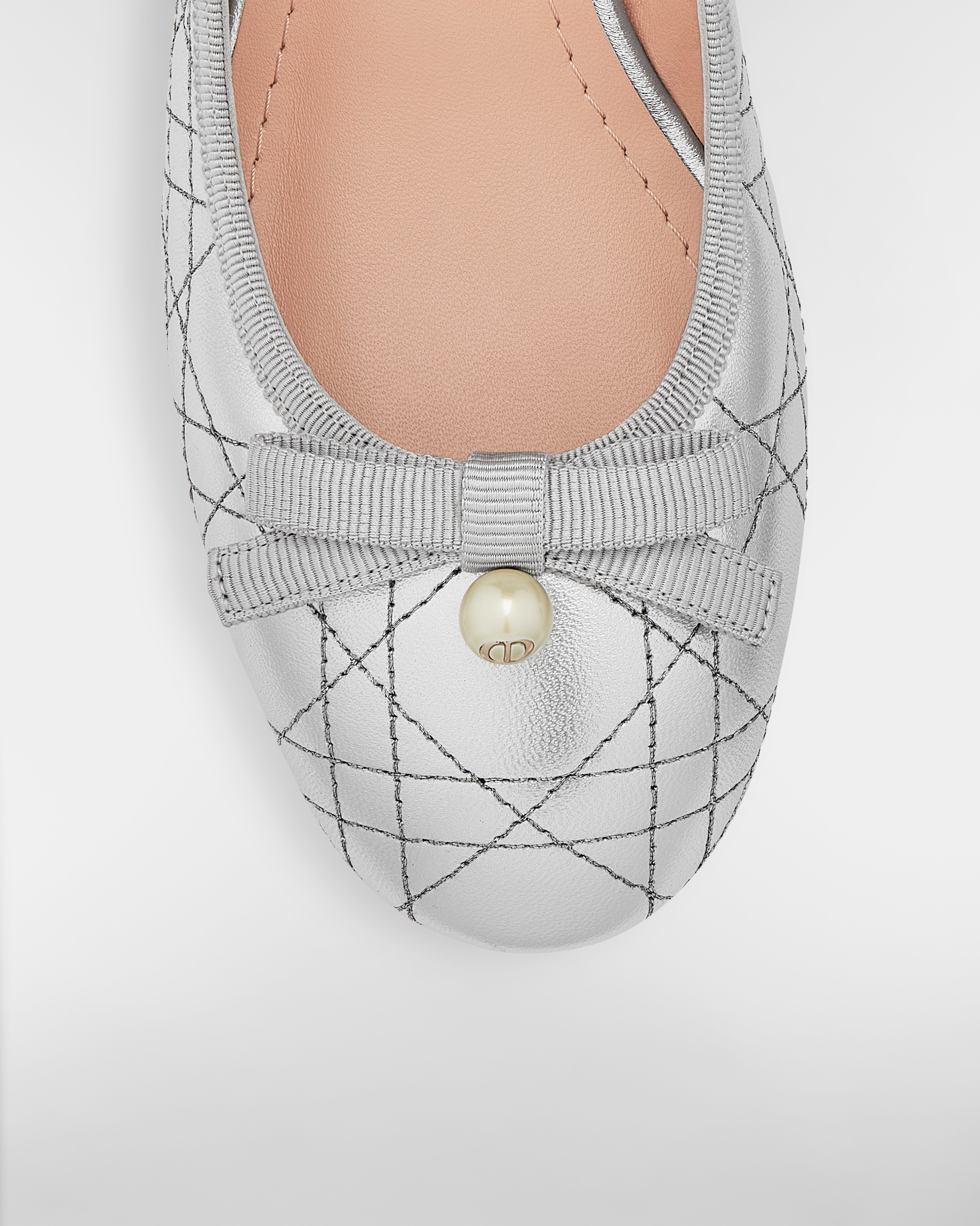 Dior Ballet Slingback Pump Silver-Tone Laminated Lambskin with Quilted Cannage Motif E09