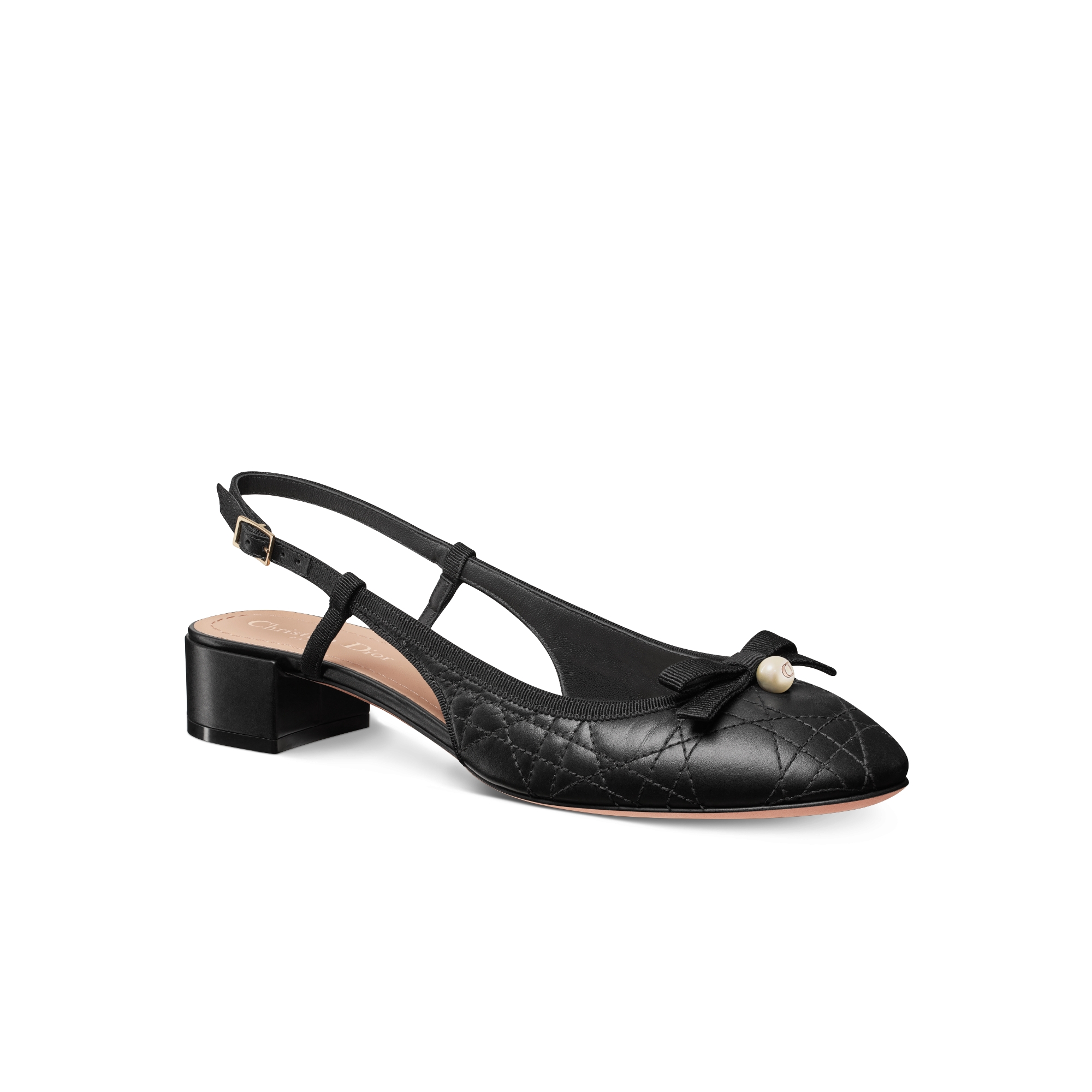 Dior Ballet Slingback-Pumps Gestepptes Cannage Kalbsleder in Schwarz E03