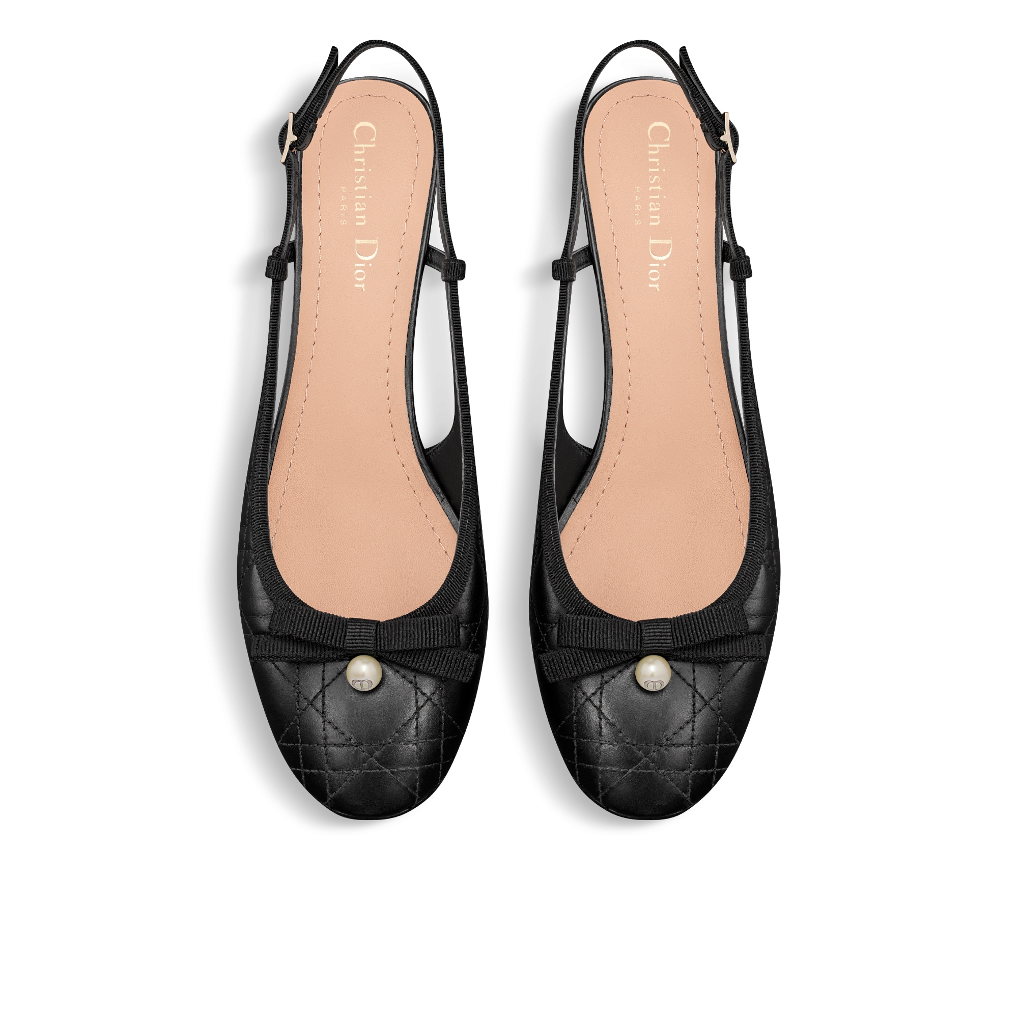 Dior Ballet Slingback-Pumps Gestepptes Cannage Kalbsleder in Schwarz E06