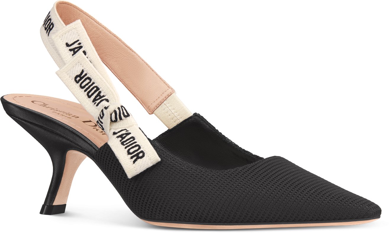 DIOR J Adior Slingback Pump Black Technical Fabric Size 38.5 Women