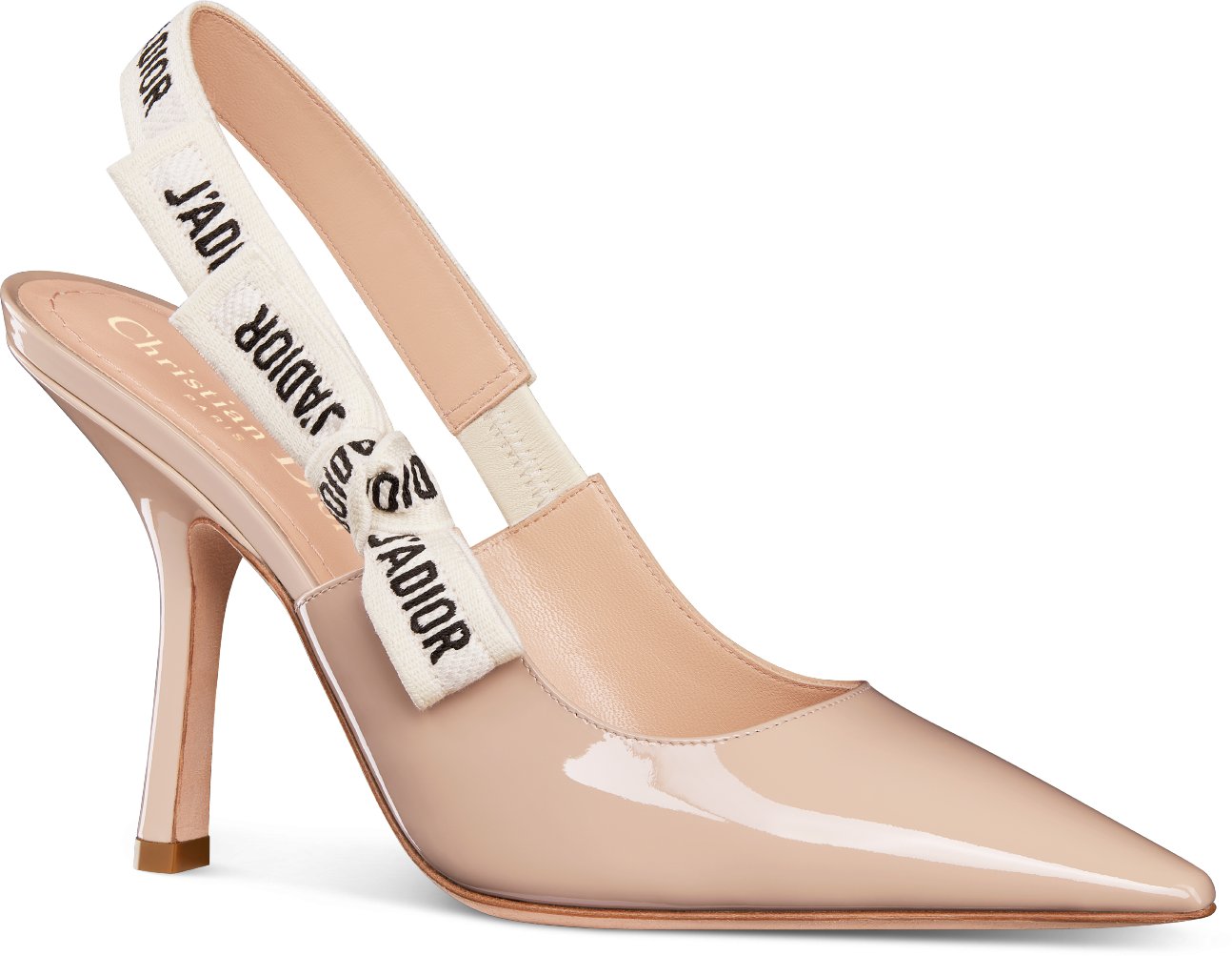 DIOR J Adior Slingback Pump Nude Patent Calfskin Size 39 Women
