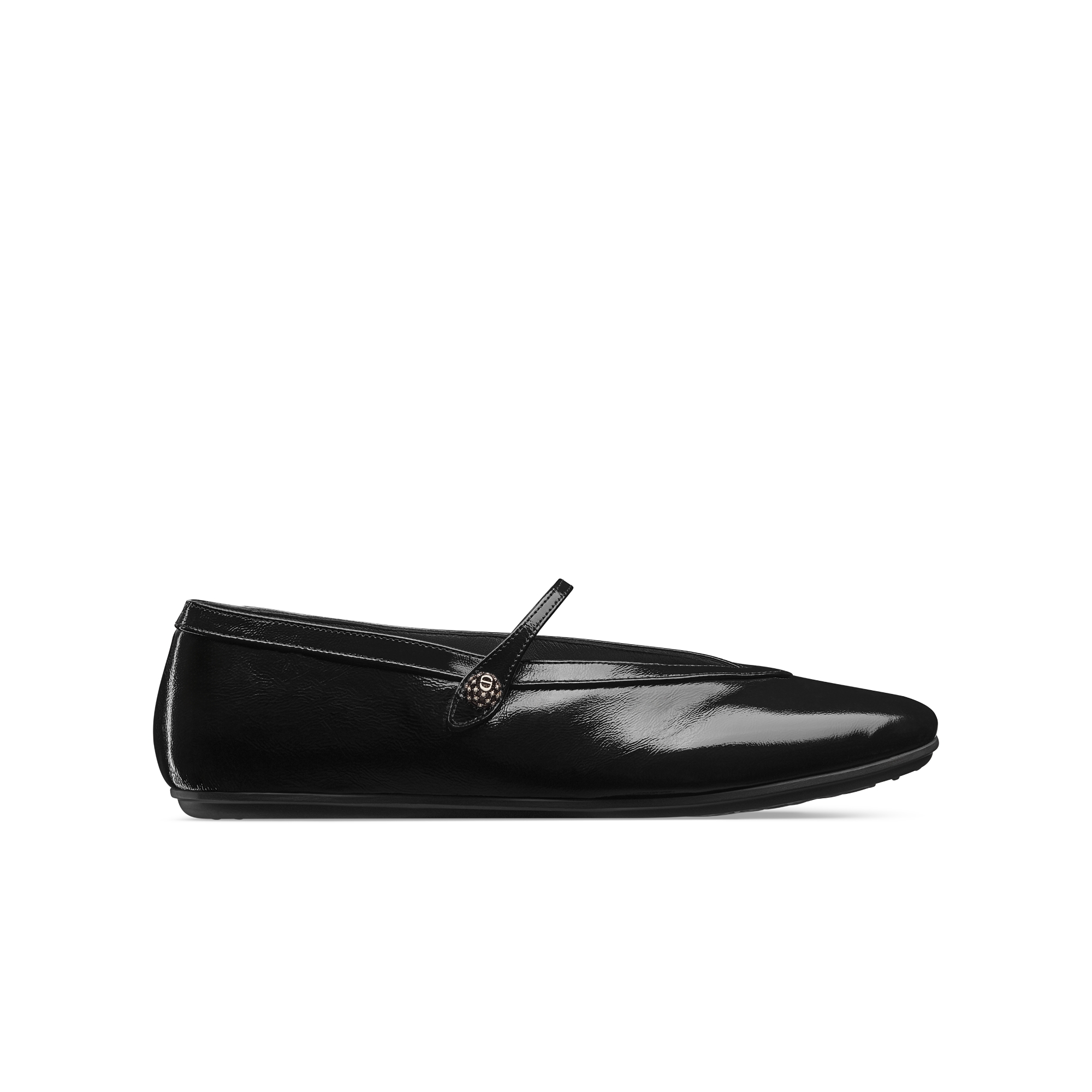 Dior New Ballet Flat Black Crinkled Patent Calfskin E02