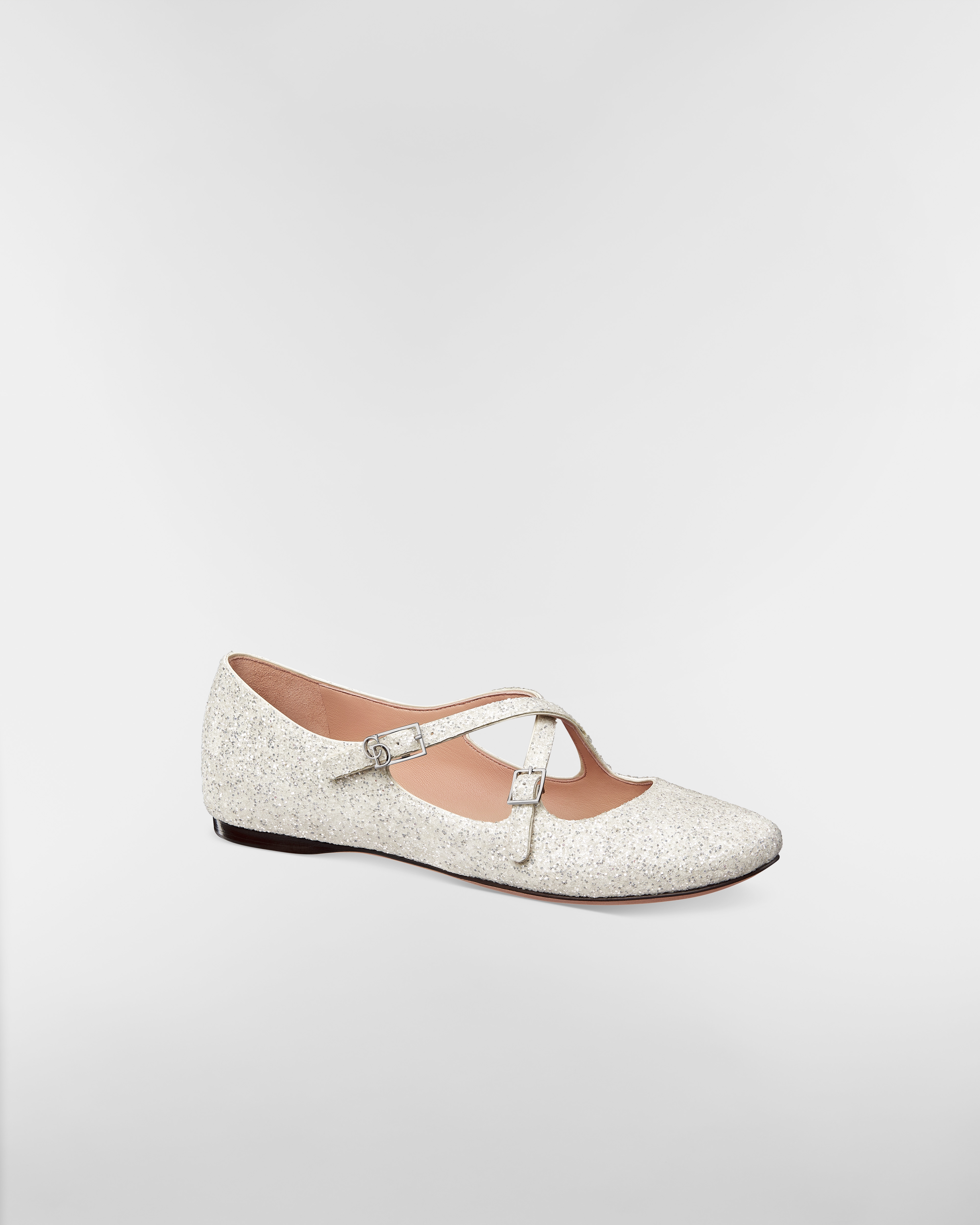 Very Dior Ballet Flat White Lambskin and Glitter E03