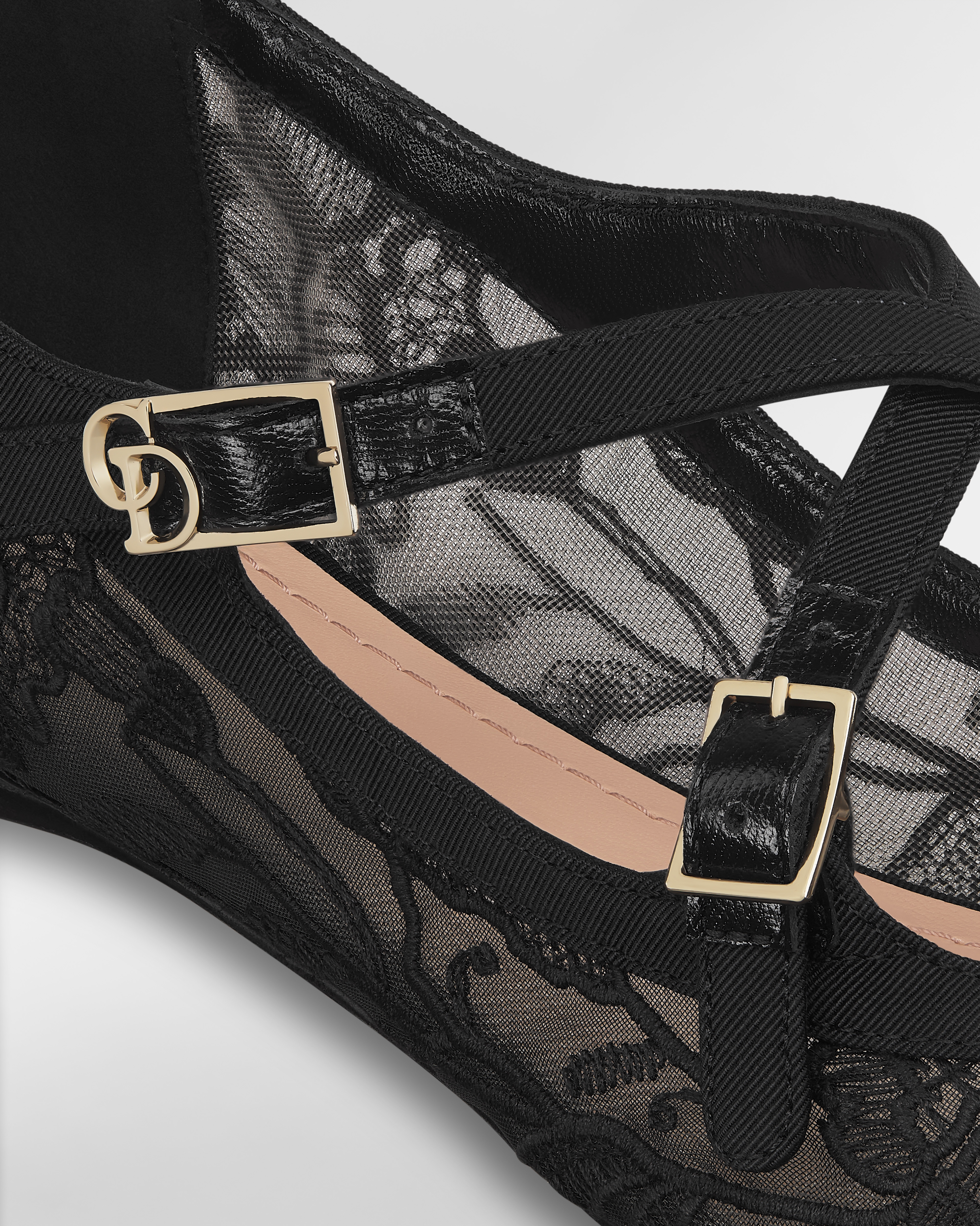 Very Dior Ballerina Transparentes Mesh mit Millefiori Stickerei in Schwarz E09