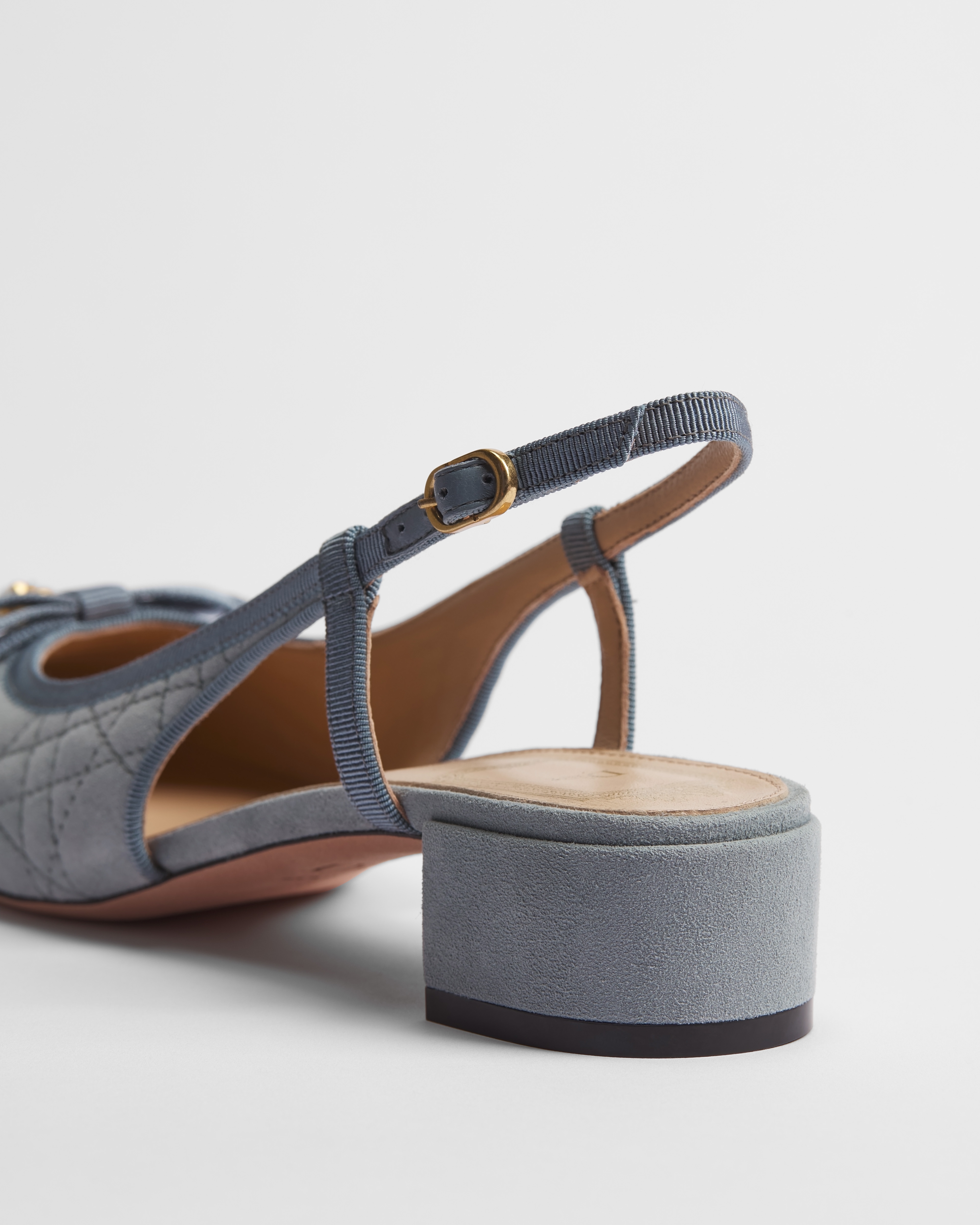 Dior Ballet Slingback Pump Sky Blue Quilted Cannage Suede Goatskin E09