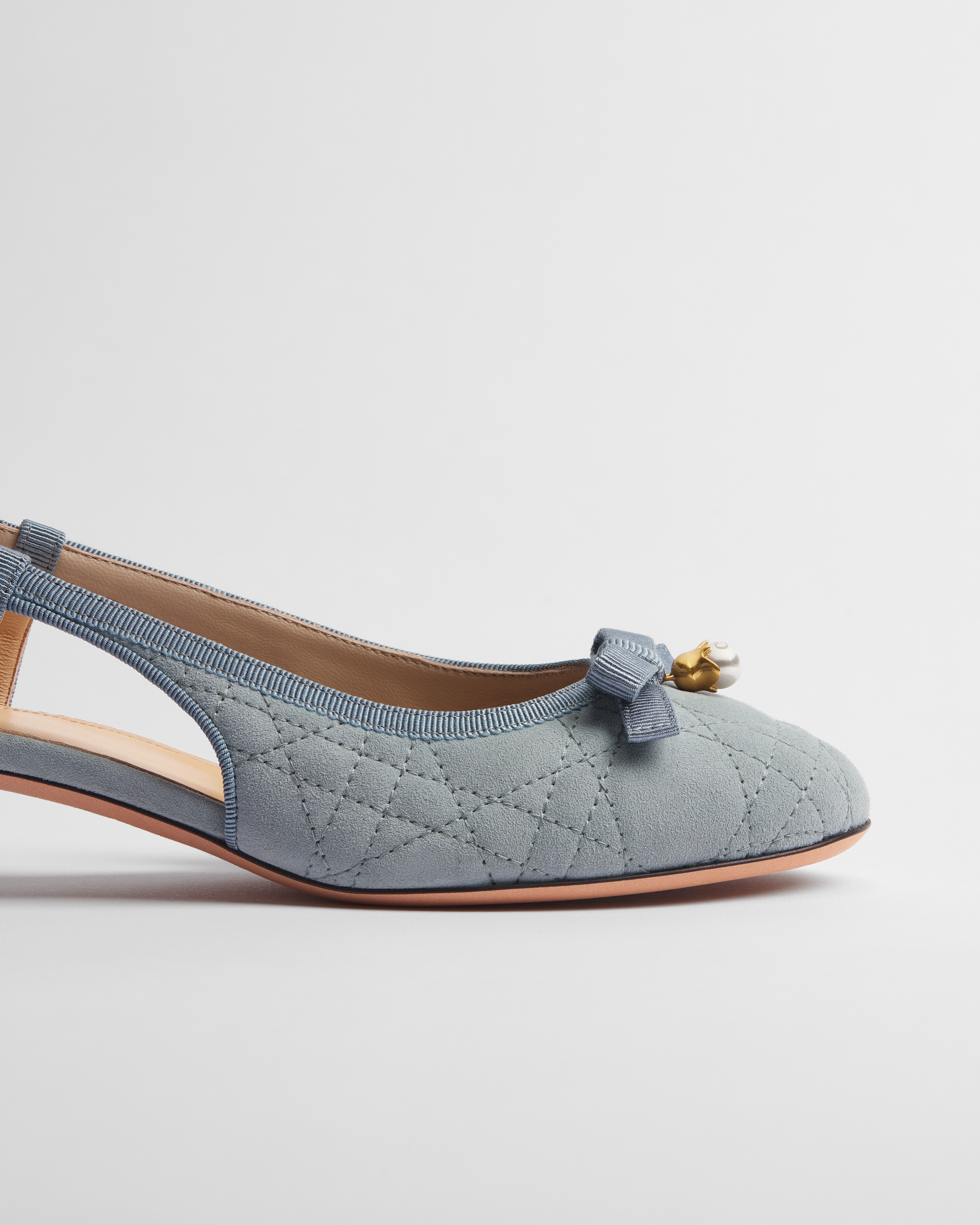 Dior Ballet Slingback Pump Sky Blue Quilted Cannage Suede Goatskin E10
