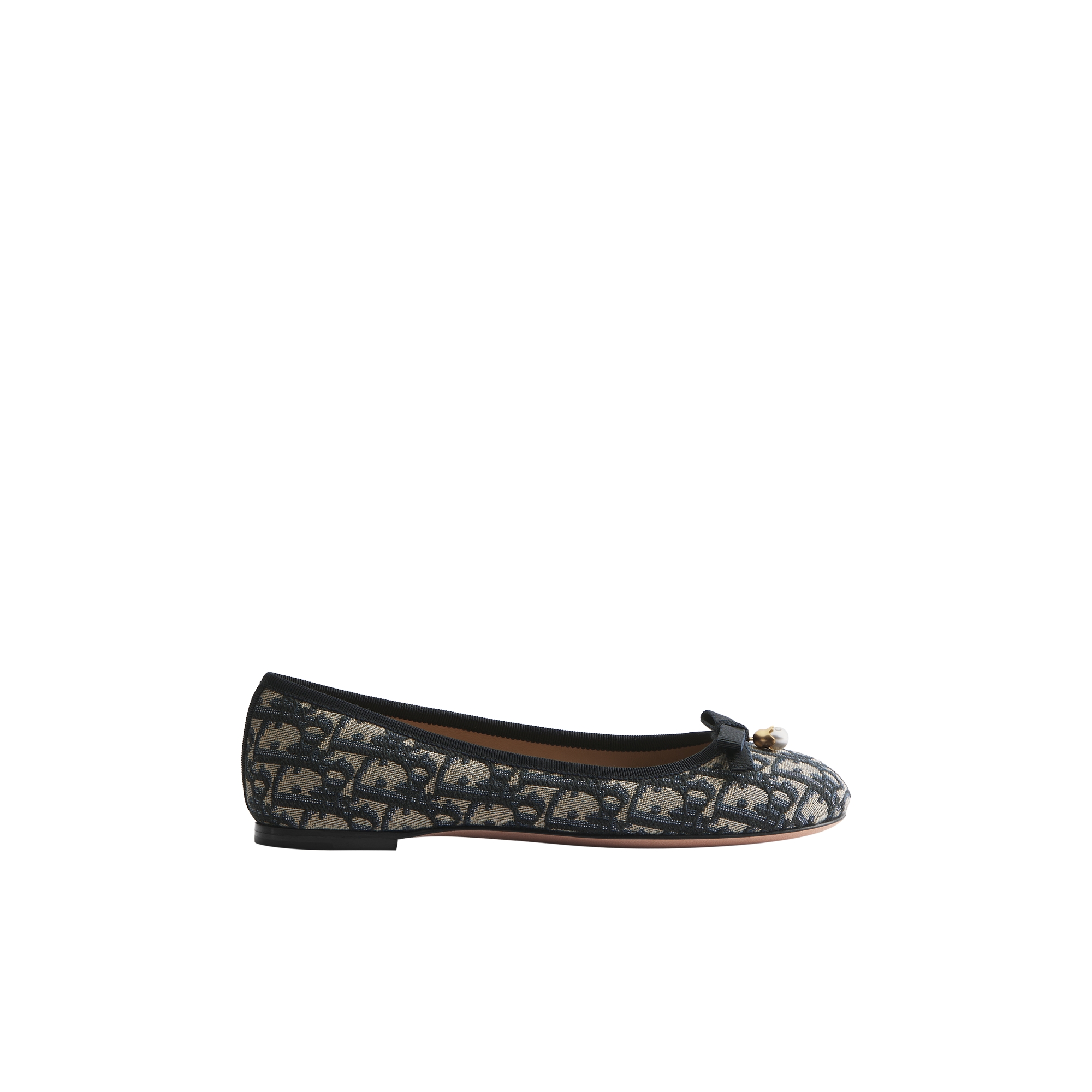 Dior Ballet Flat Cotton Embroidered with Deep Blue Dior Oblique