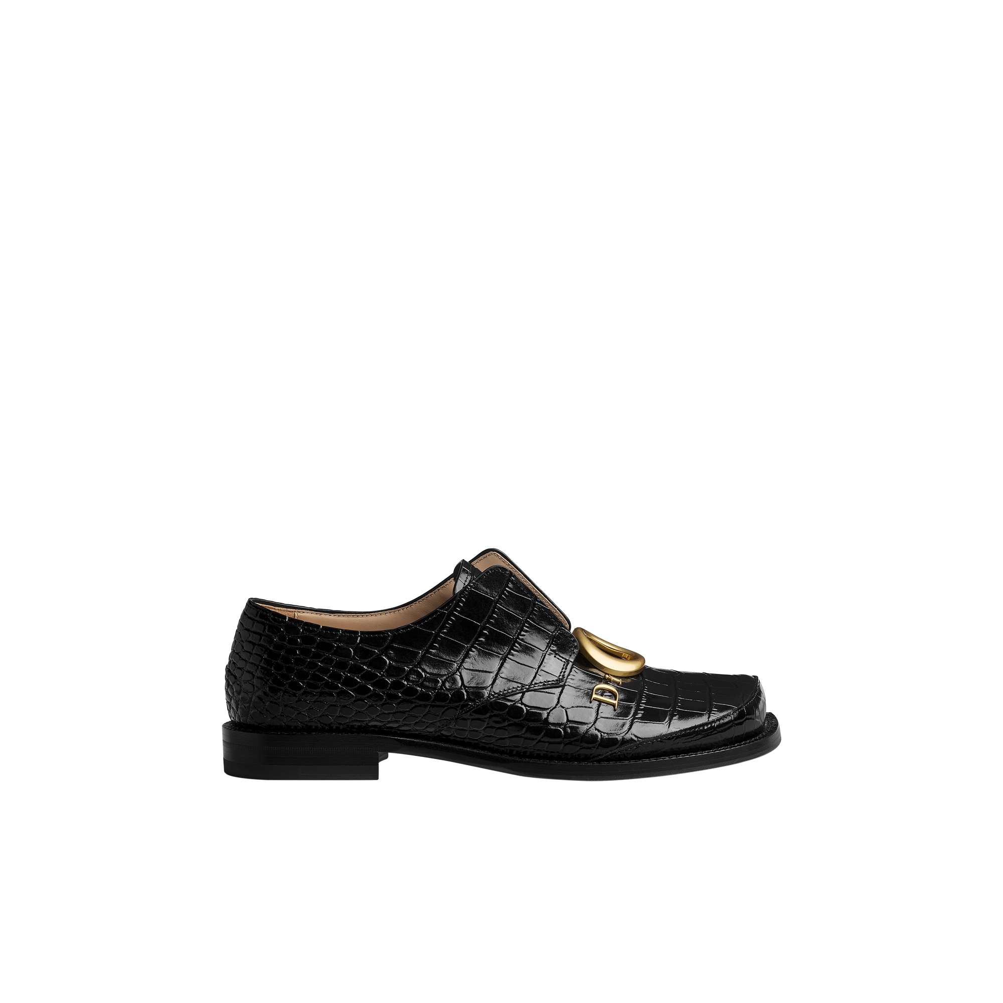 D de Dior Derby shoe Black Crocodile Printed Calfskin | DIOR