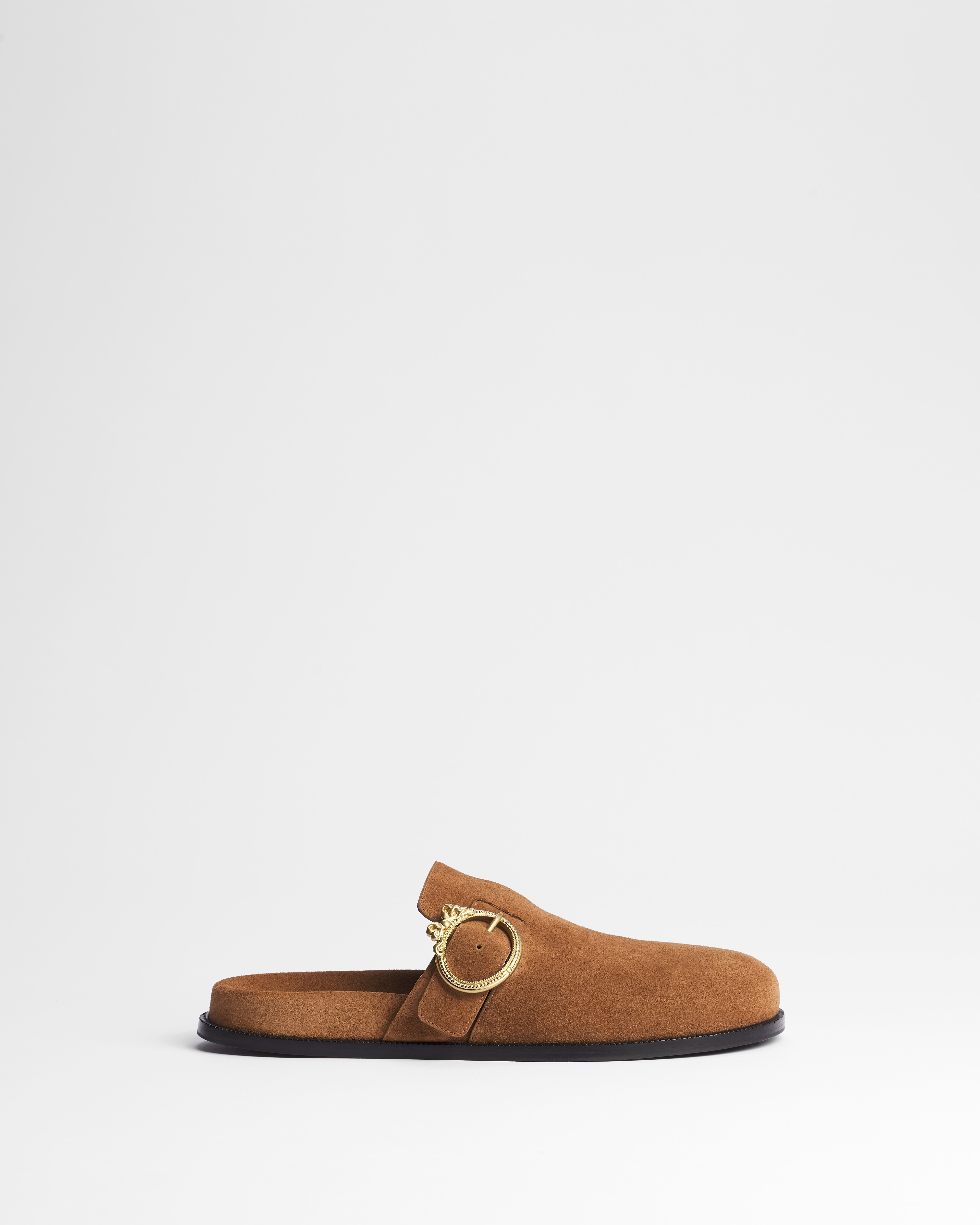 Dior Médaillon Buckle Mule Cognac Brown Suede Calfskin E02