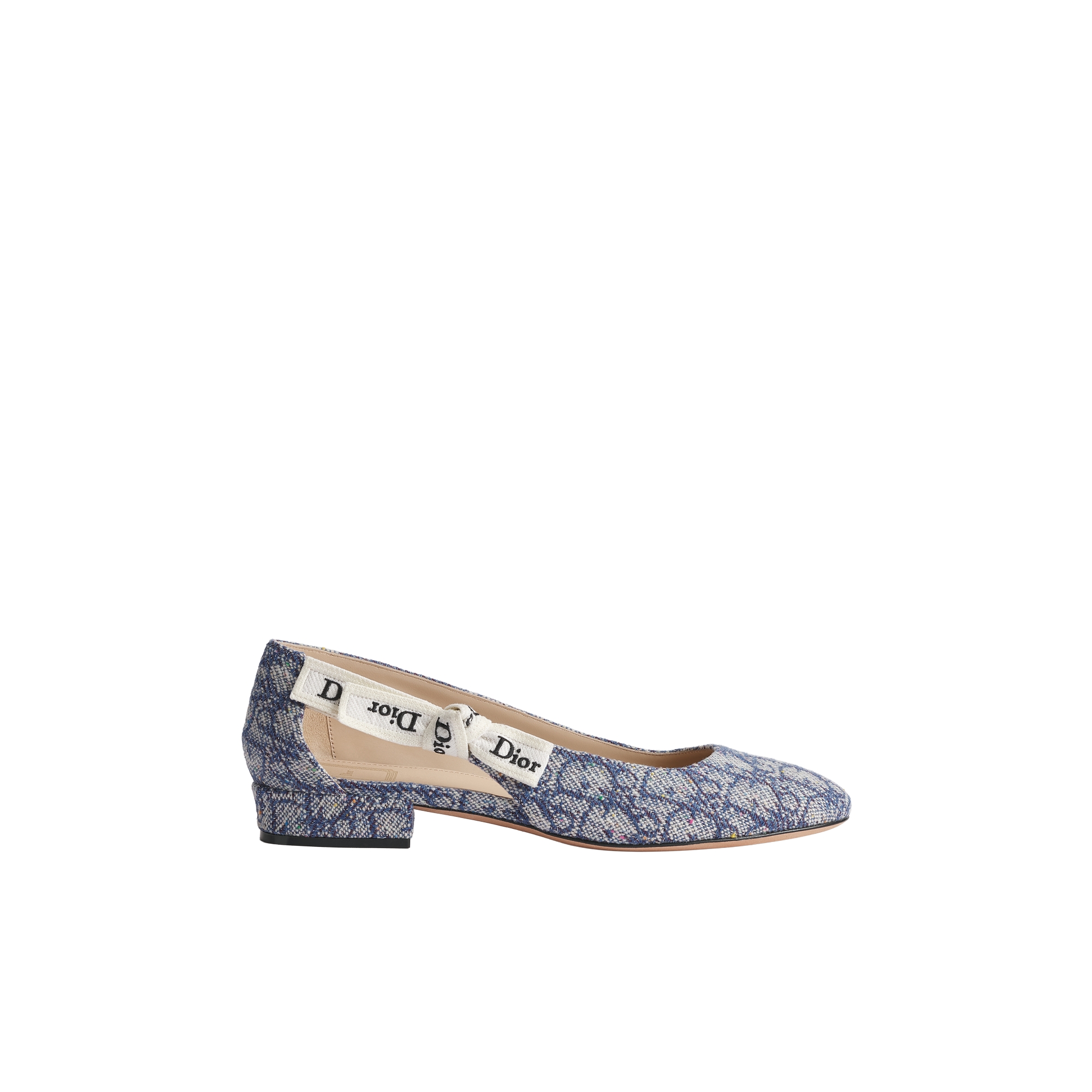J'Adior Ballet Flat Blue Dior Oblique Tabru Jacquard Embroidered