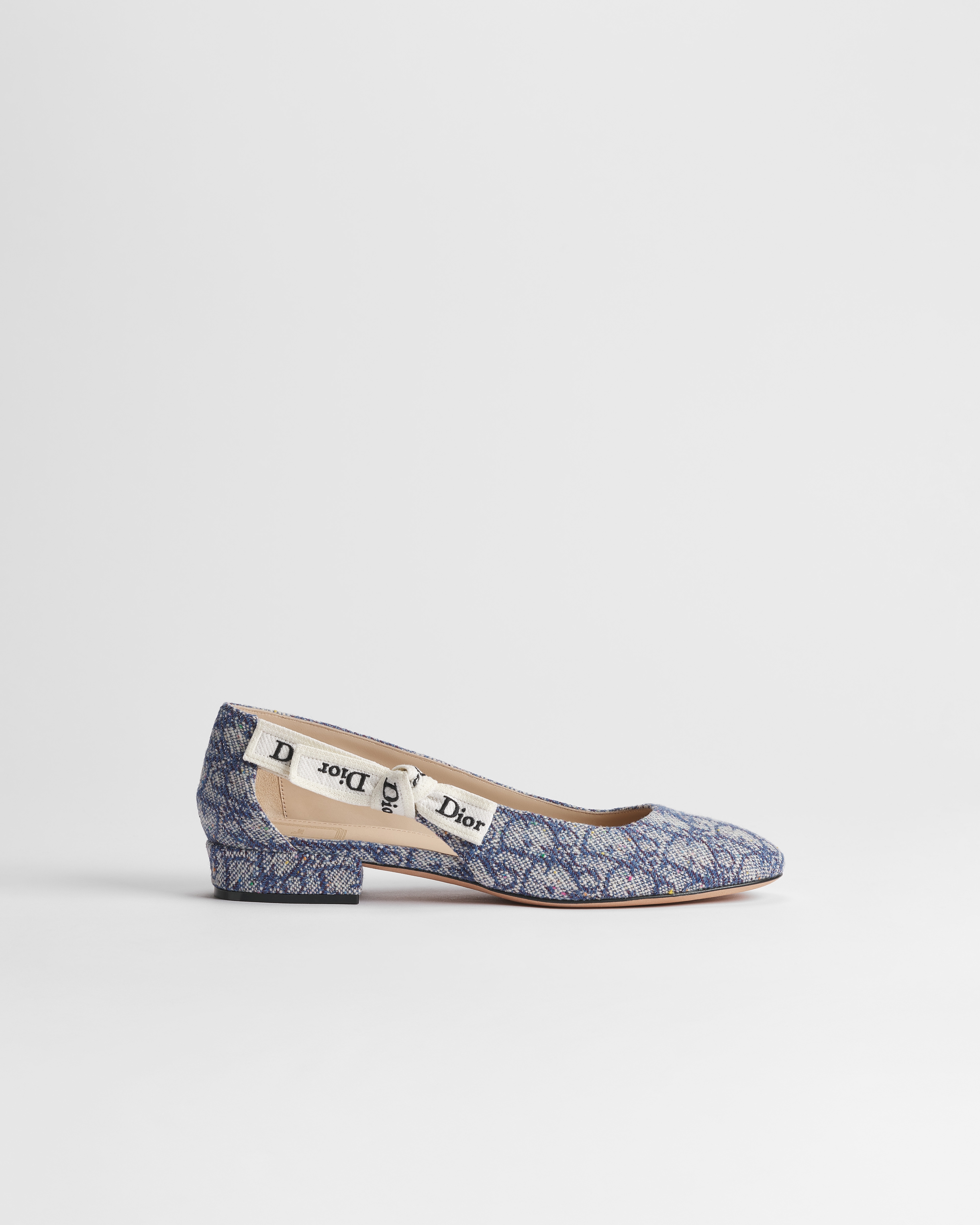 Bailarina J'Adior Dior Oblique Tabru en jacquard azul bordado con hilo metalizado E02