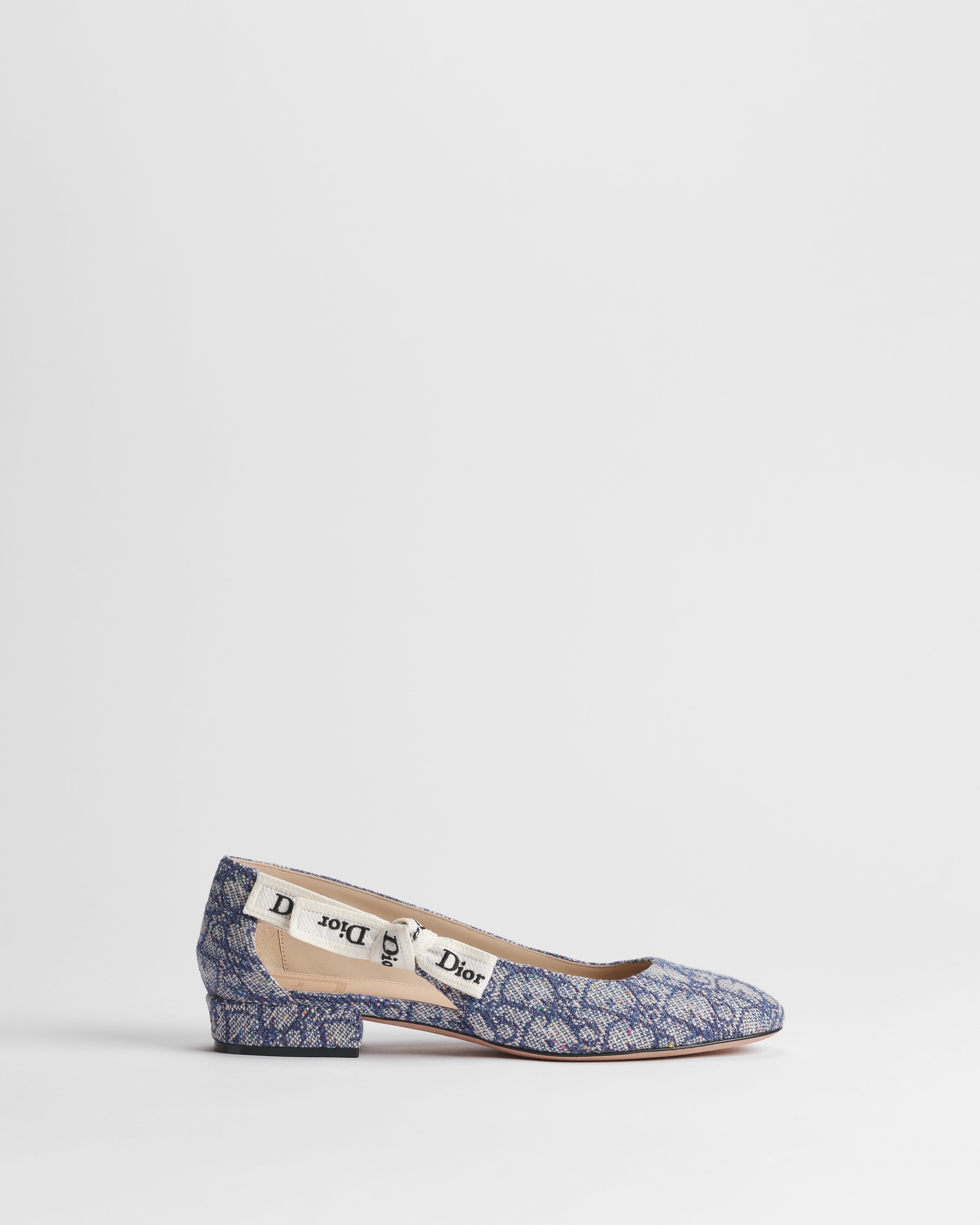 Sapatilha J'Adior Jacquard Dior Oblique Tabru azul bordado com fio metálico E02