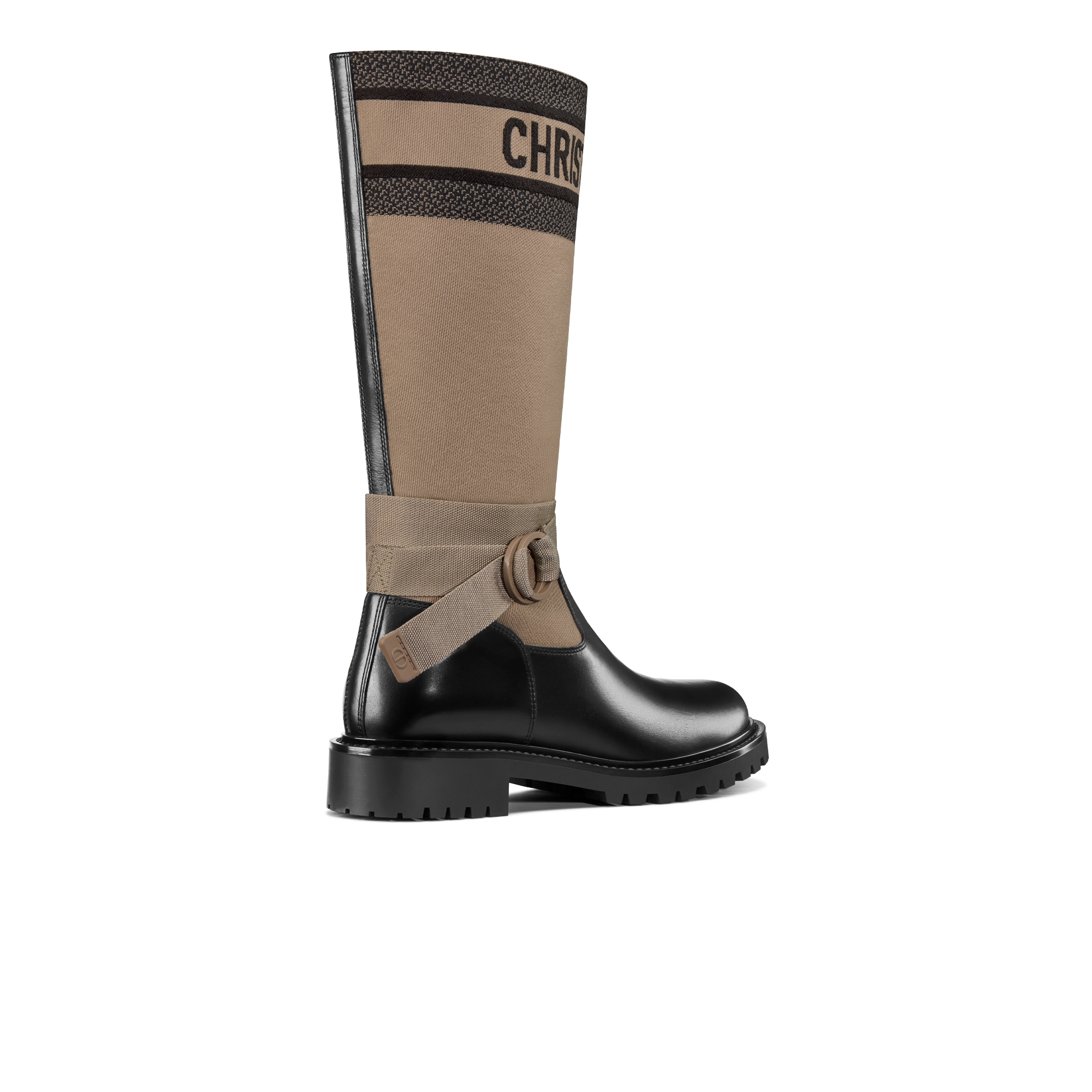 Bota D-Major Tejido técnico en gris pardo cálido y negro con piel de becerro negra E05