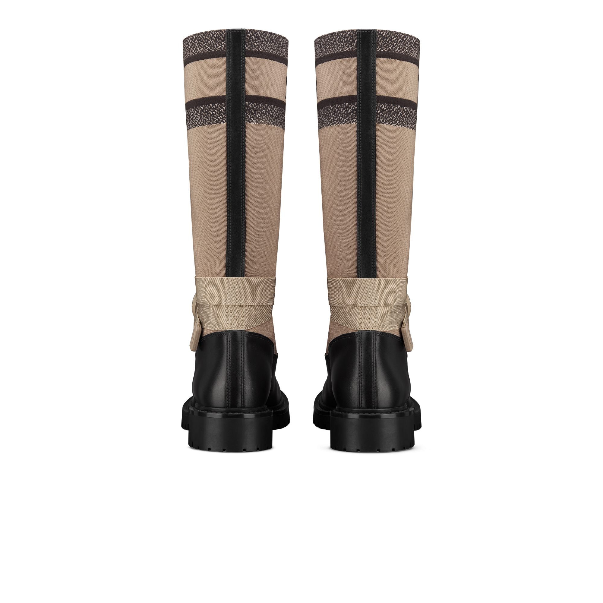 D-Major Boot Warm Taupe and Black Technical Fabric with Black Calfskin E08