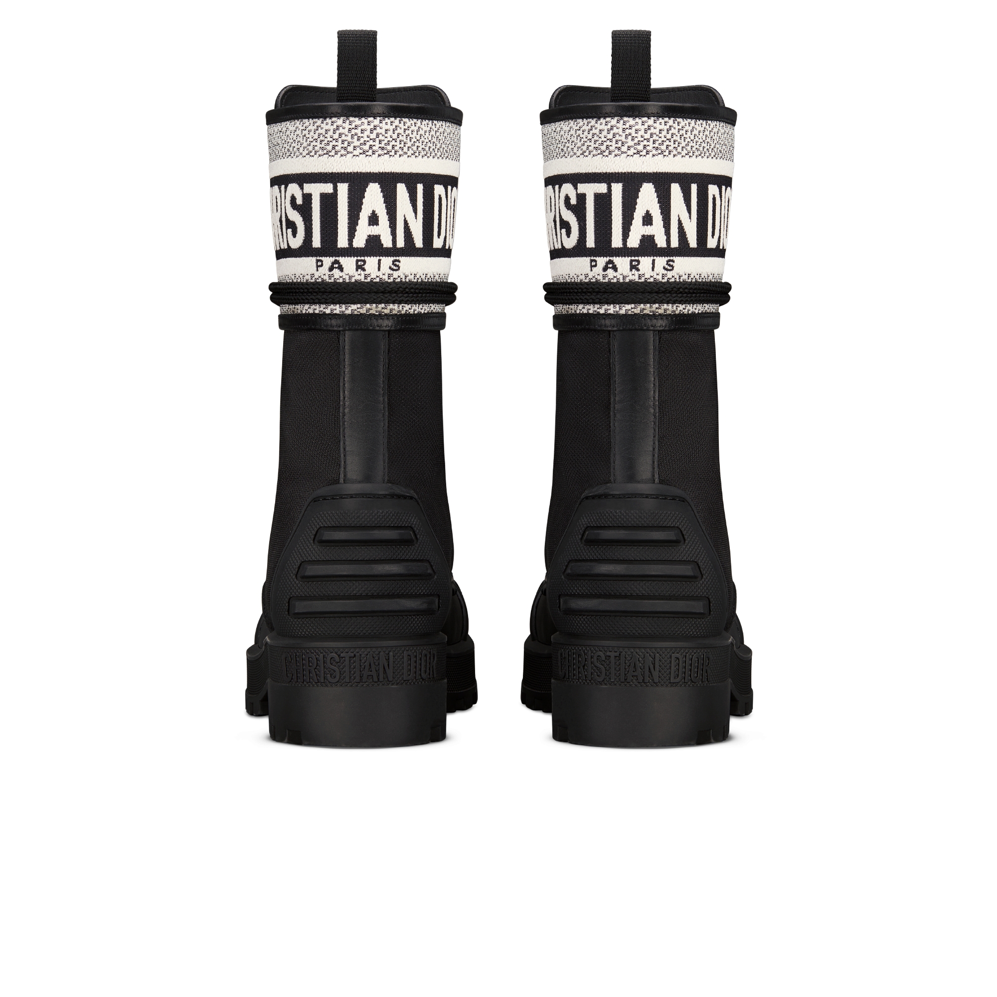 D-Major Ankle Boot Black and White Technical Fabric and Black Calfskin E08