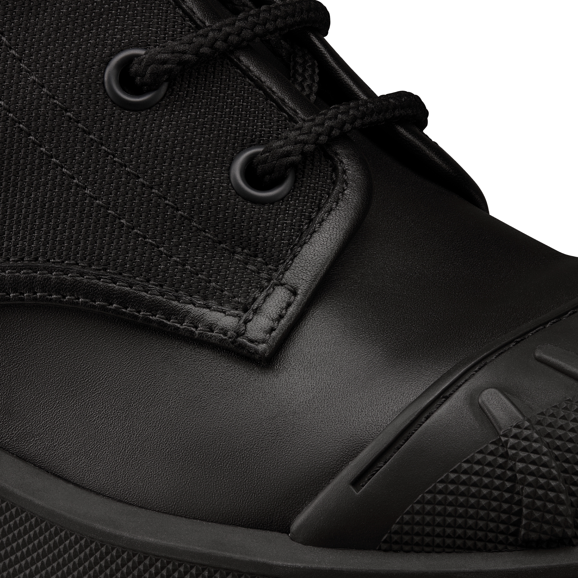 D-Major Ankle Boot Black and White Technical Fabric and Black Calfskin E09