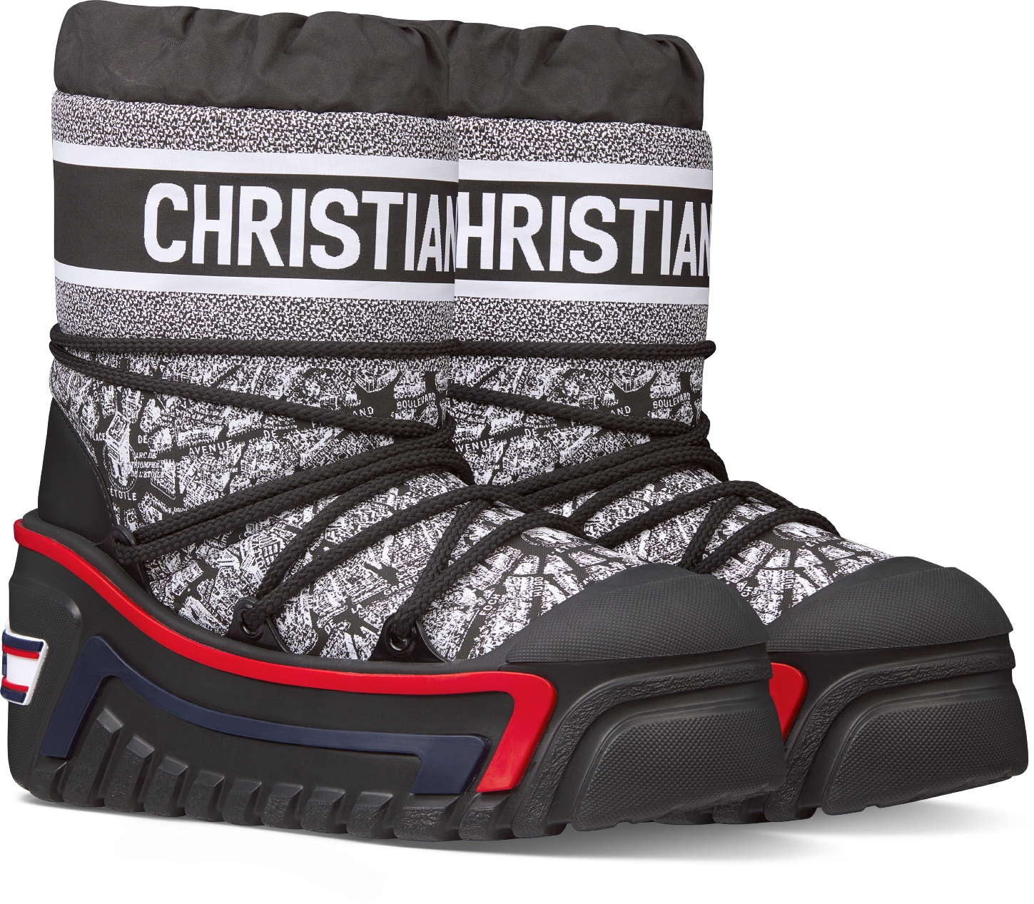DiorAlps Apres Ski Boot Black and White Plan de Paris Shiny Nylon DIOR