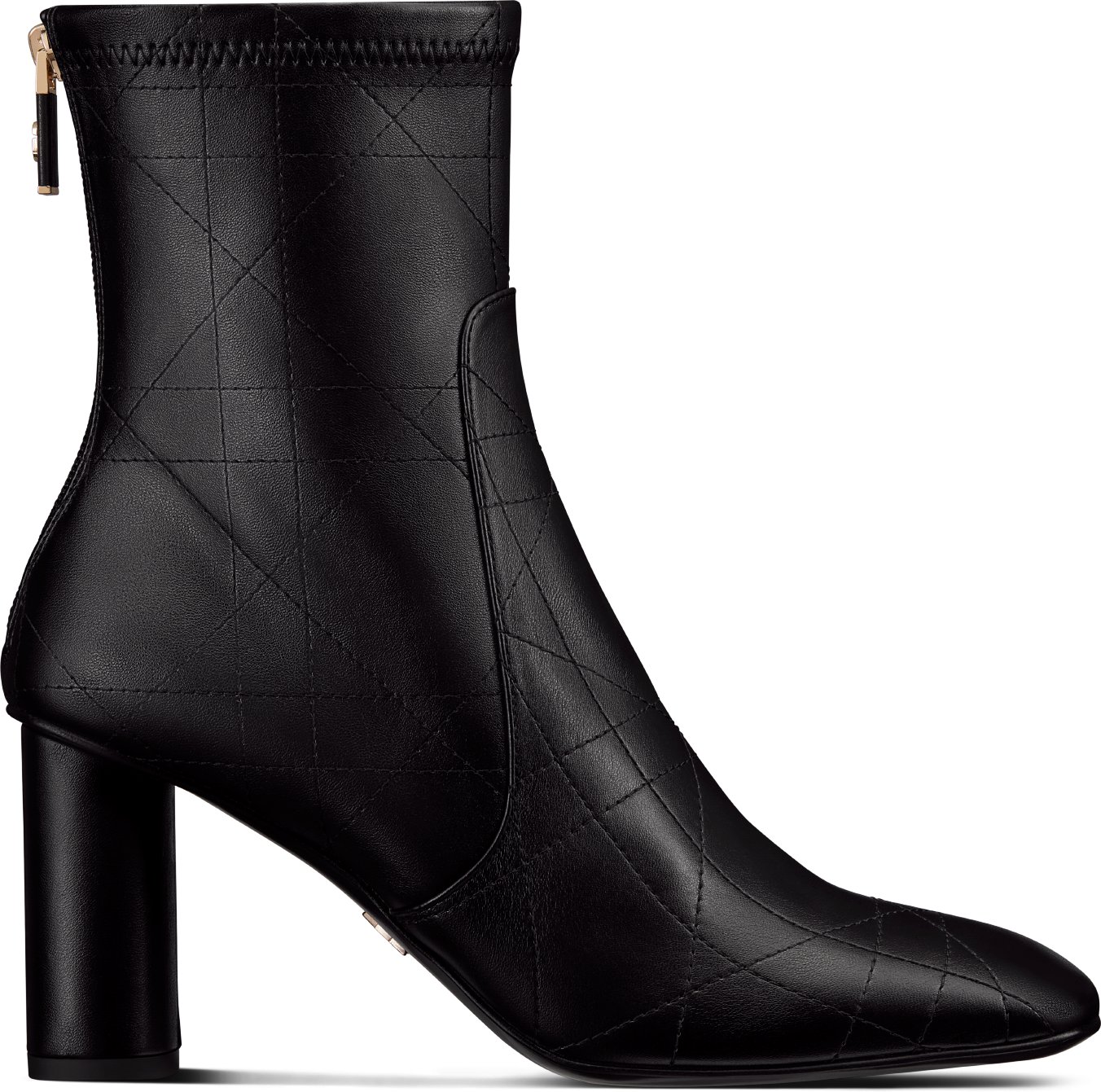 D Shadow Heeled Ankle Boot Black Leather Effect Stretch Material with Macrocannage Motif DIOR