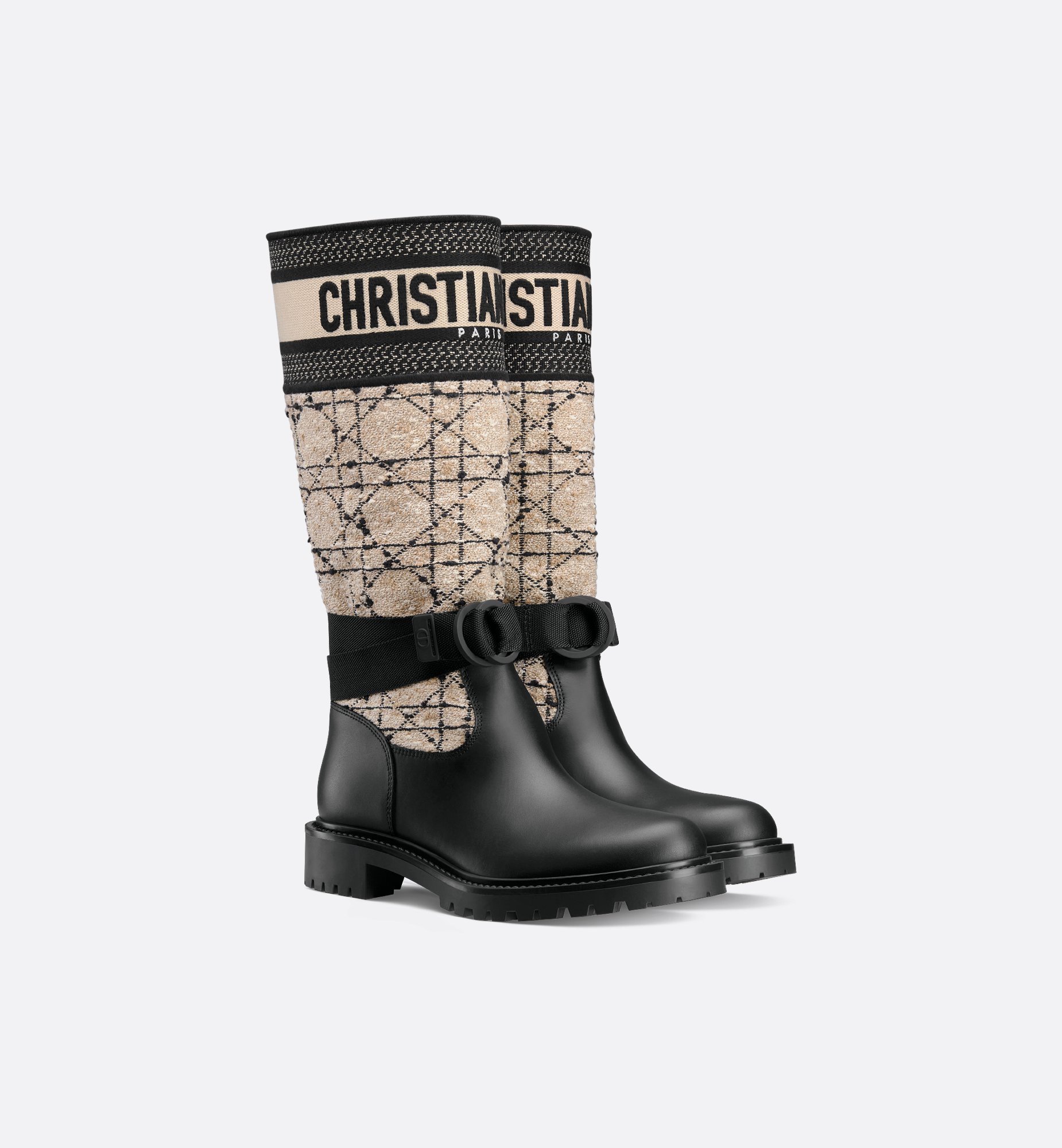 D-Major Boot Black Calfskin with Black and White Cannage D-Major Boot Black Calfskin with Black and White Cannage