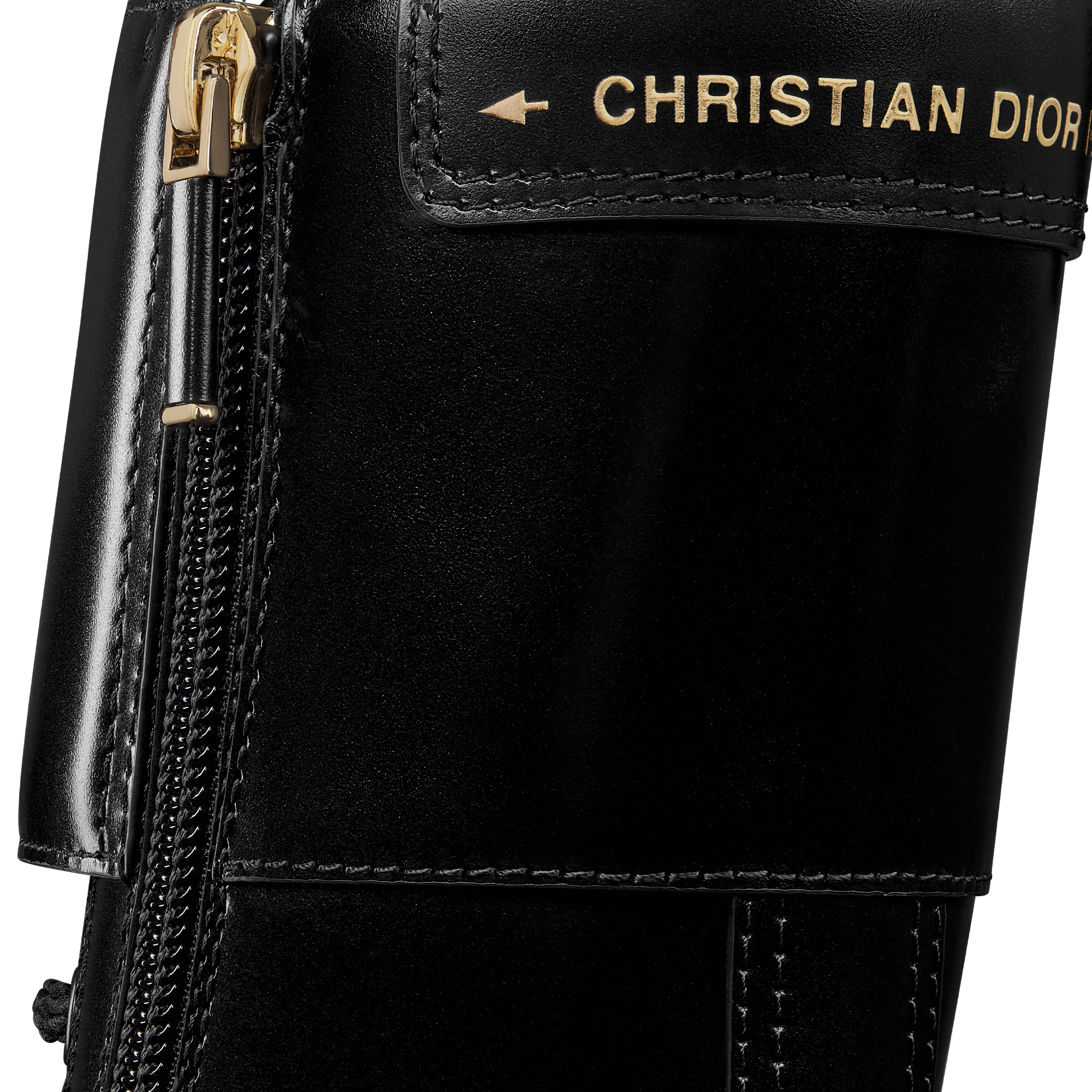 D-Strike Ankle Boot Black Matte Calfskin and White Resin Pearls E09