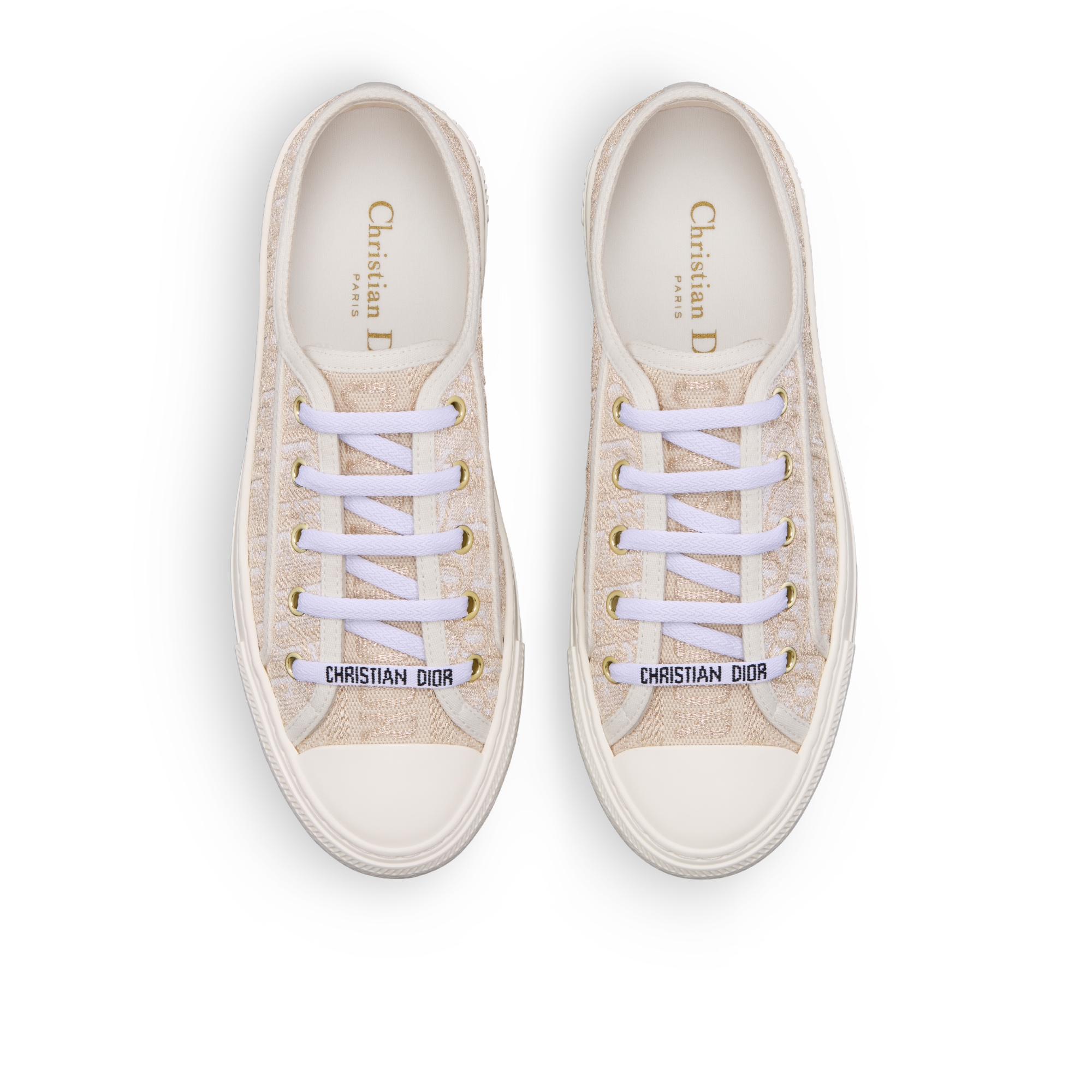 Sneaker Walk'n'Dior Algodão branco com bordado Dior Oblique em fio metálico dourado E06