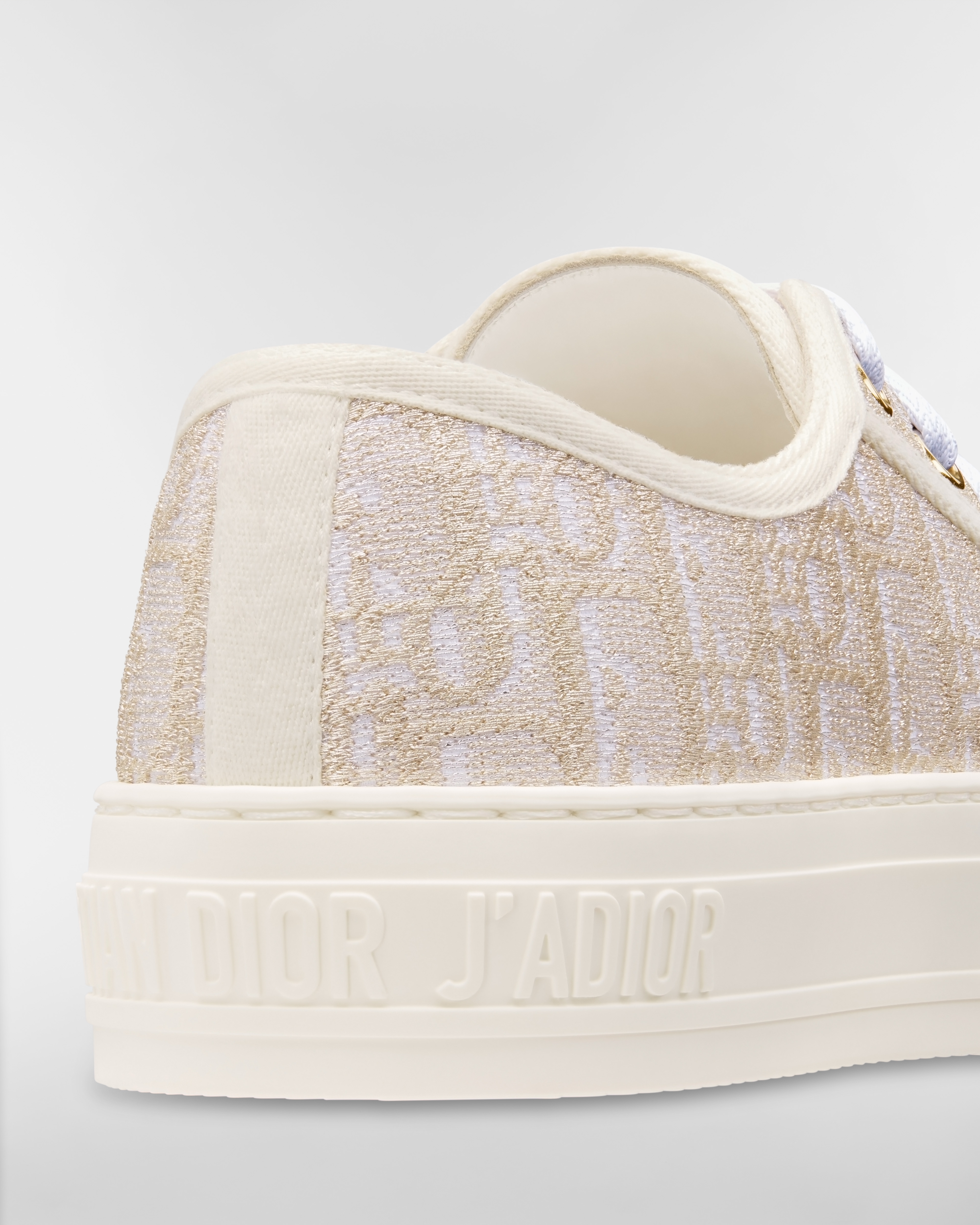 Walk'n'Dior Sneaker Baumwolle in Weiß mit Dior Oblique Stickerei aus Metallfaden in Goldfarbe E09