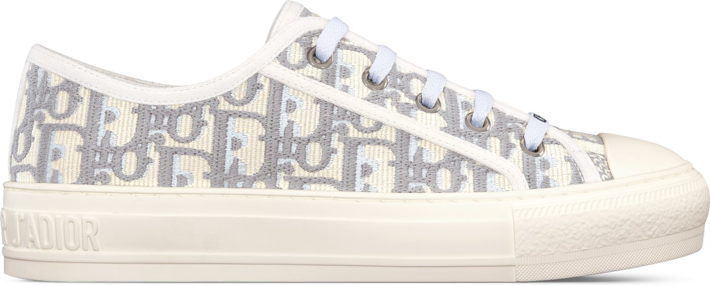 Walk'n'Dior Sneaker Profile view Stone Gray Dior Oblique Embroidered Cotton