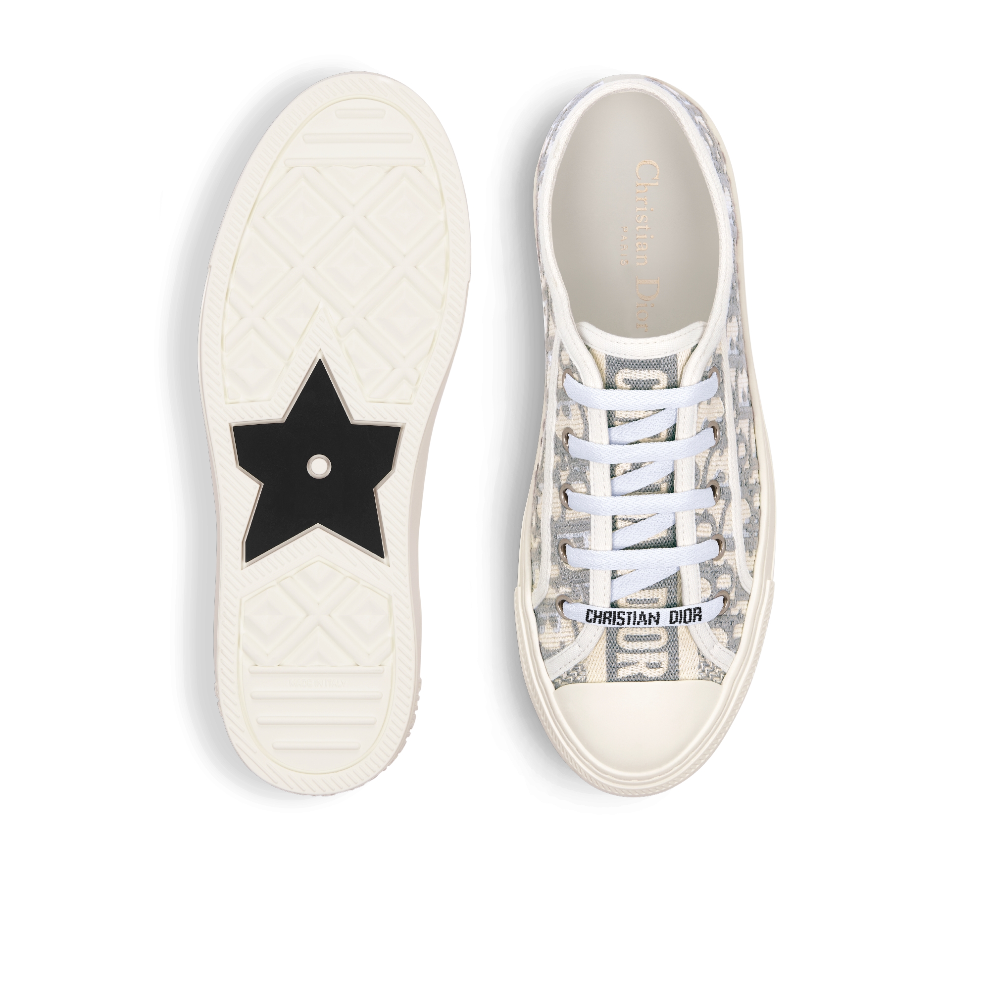 Walk'n'Dior-sneaker Katoen met steengrijs Dior Oblique-borduursel E07