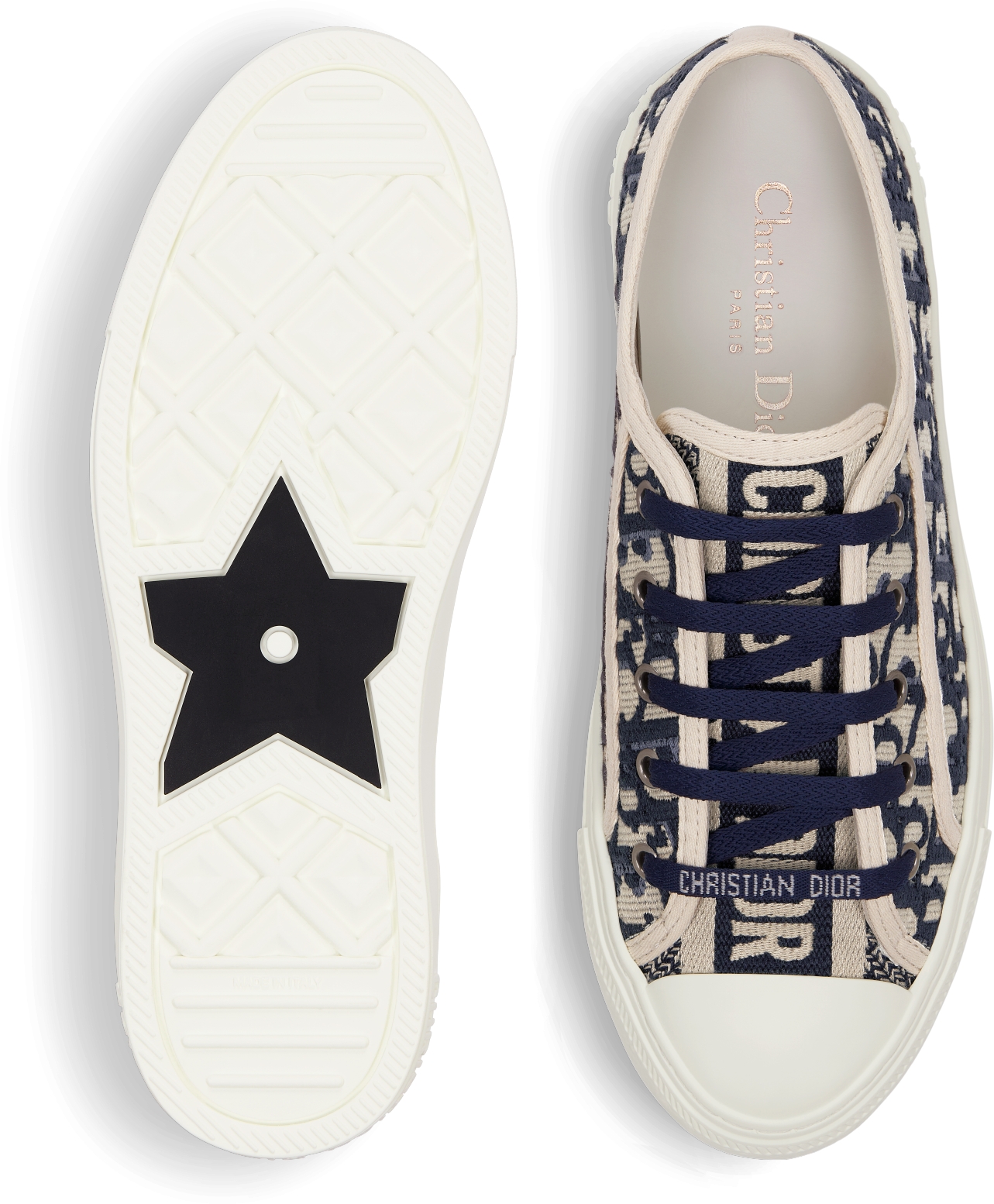 Walk n Dior Sneaker Deep Blue Dior Oblique Embroidered Cotton DIOR