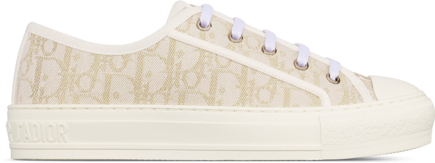 Walk'n'Dior Sneaker — White Cotton Canvas with Gold-Tone Dior Oblique Print — KCK250DJE_S62K