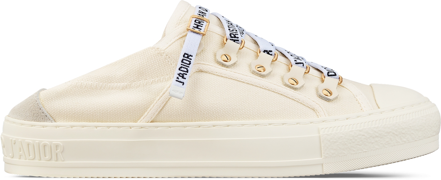 DIOR Walk N Dior Sneaker White Canvas And Suede Calfskin Size 38 Women