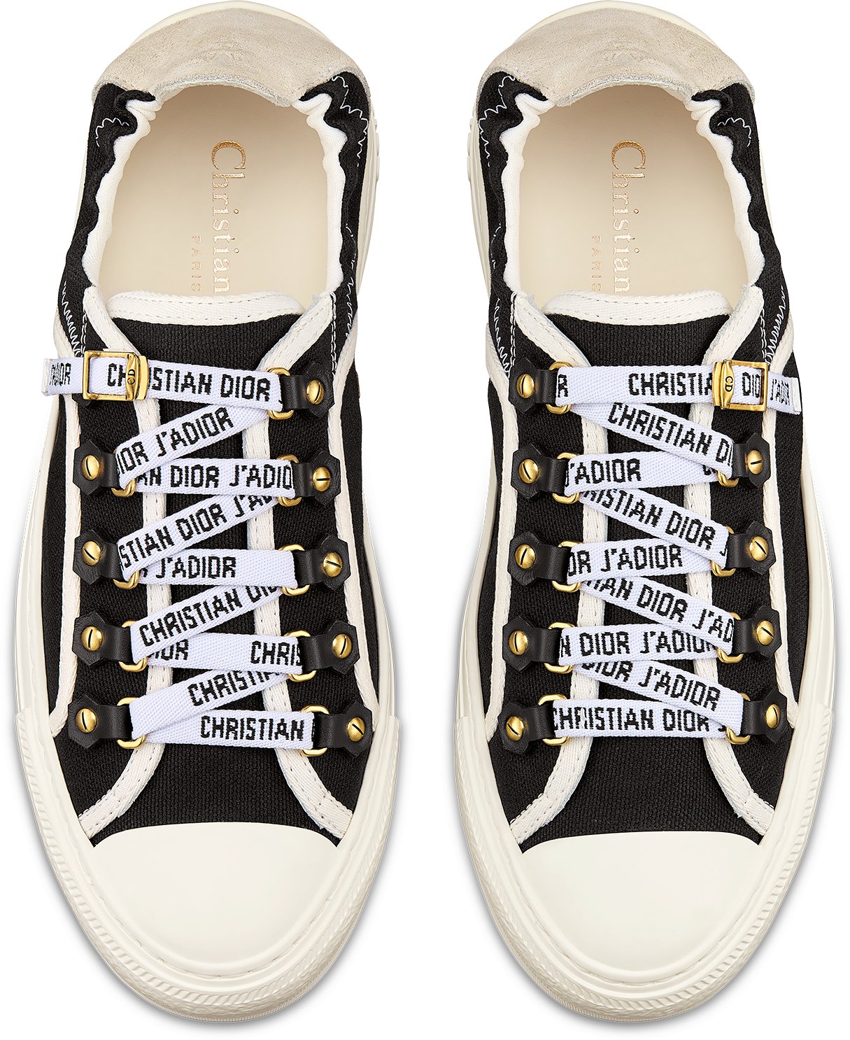 Walk n Dior Sneaker Black Canvas and White Suede Calfskin DIOR