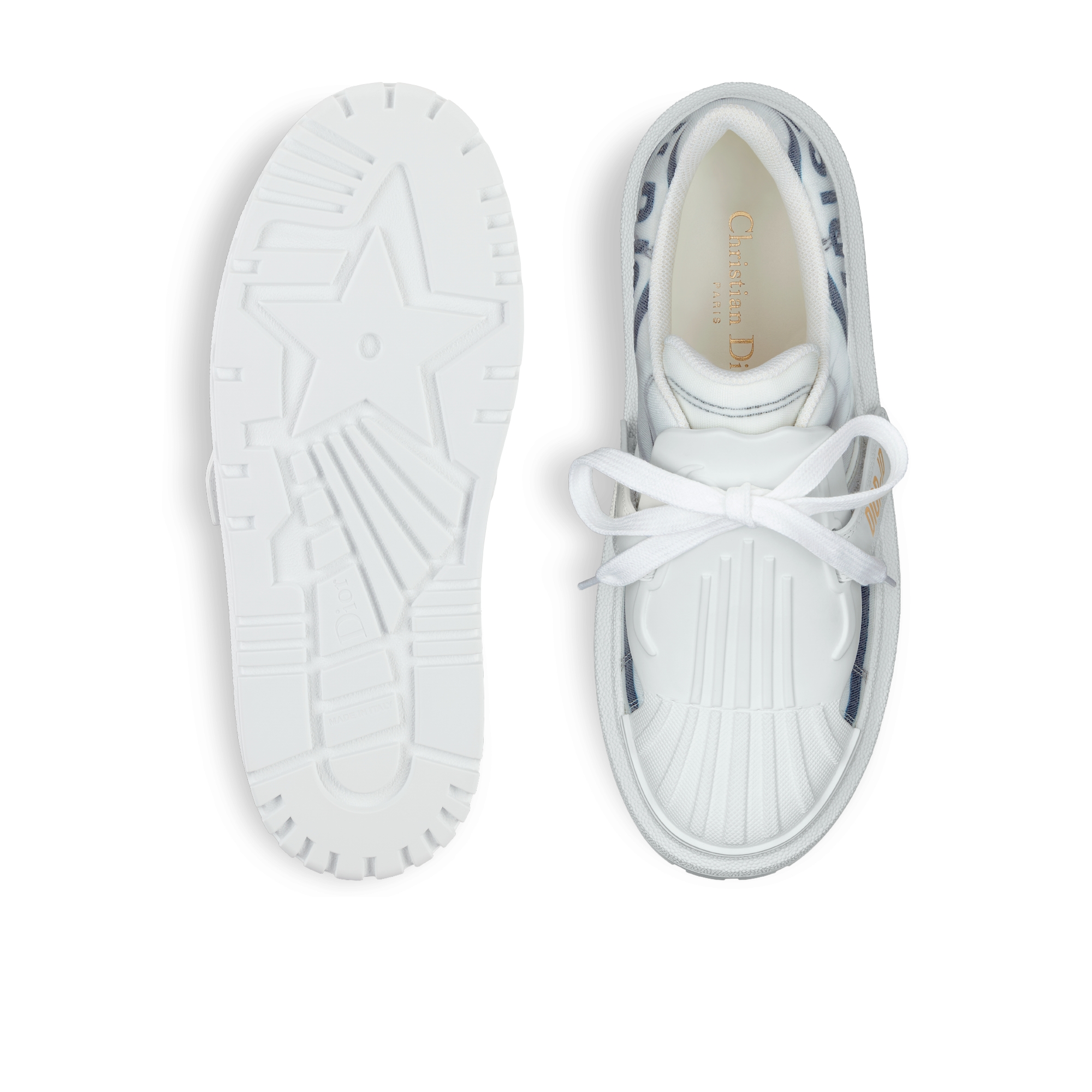 Sneaker Dior-ID Tissu technique blanc et Bleu de France E07