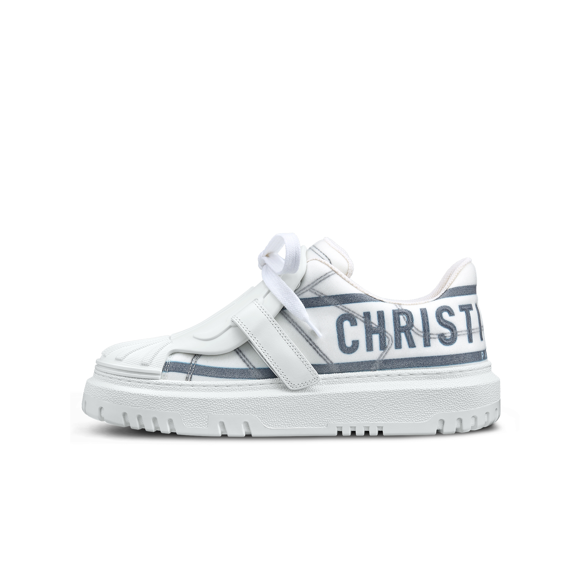 Sneaker Dior-ID Tissu technique blanc et Bleu de France E10