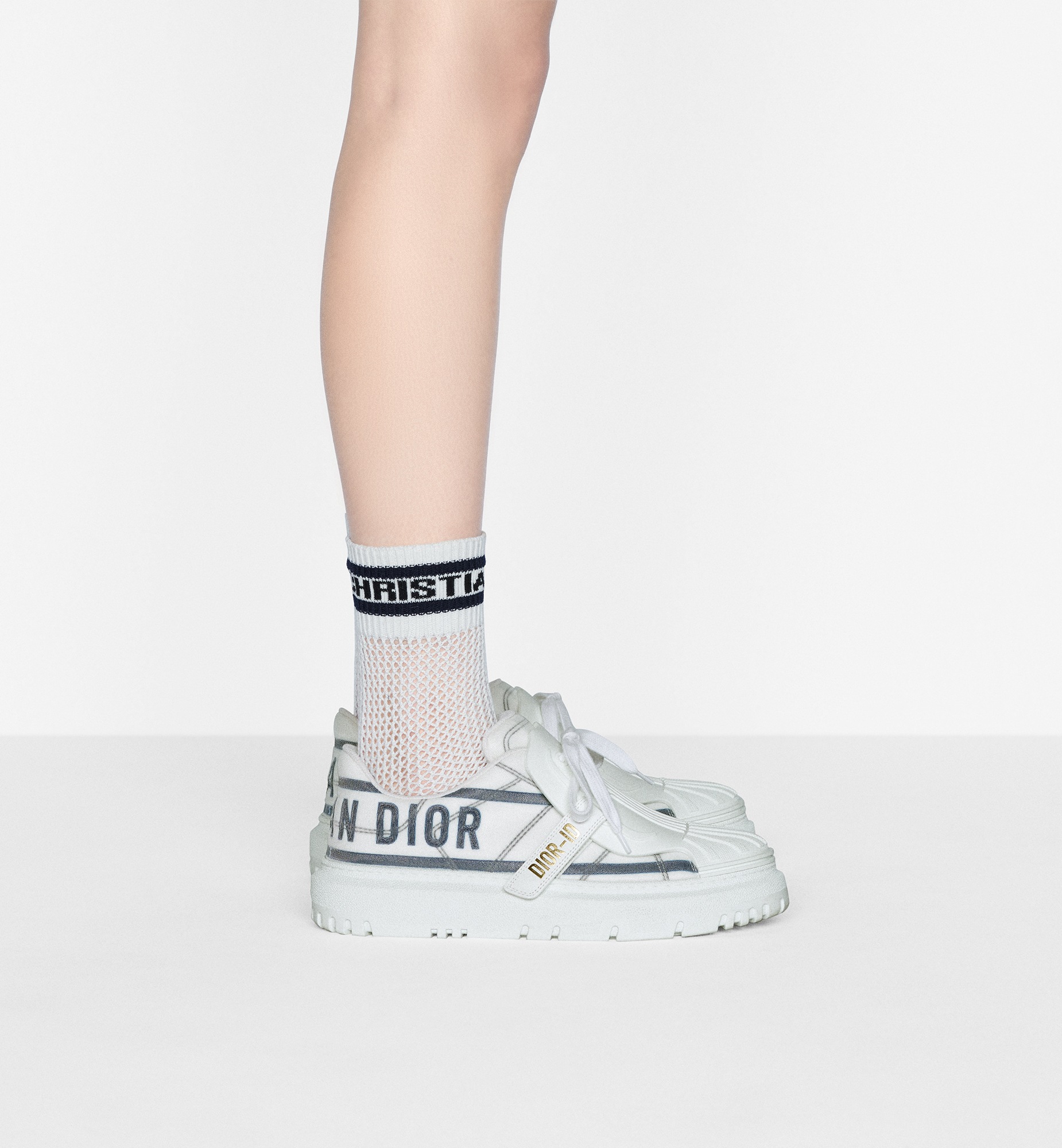 Sneaker Dior-ID Tissu technique blanc et Bleu de France E14
