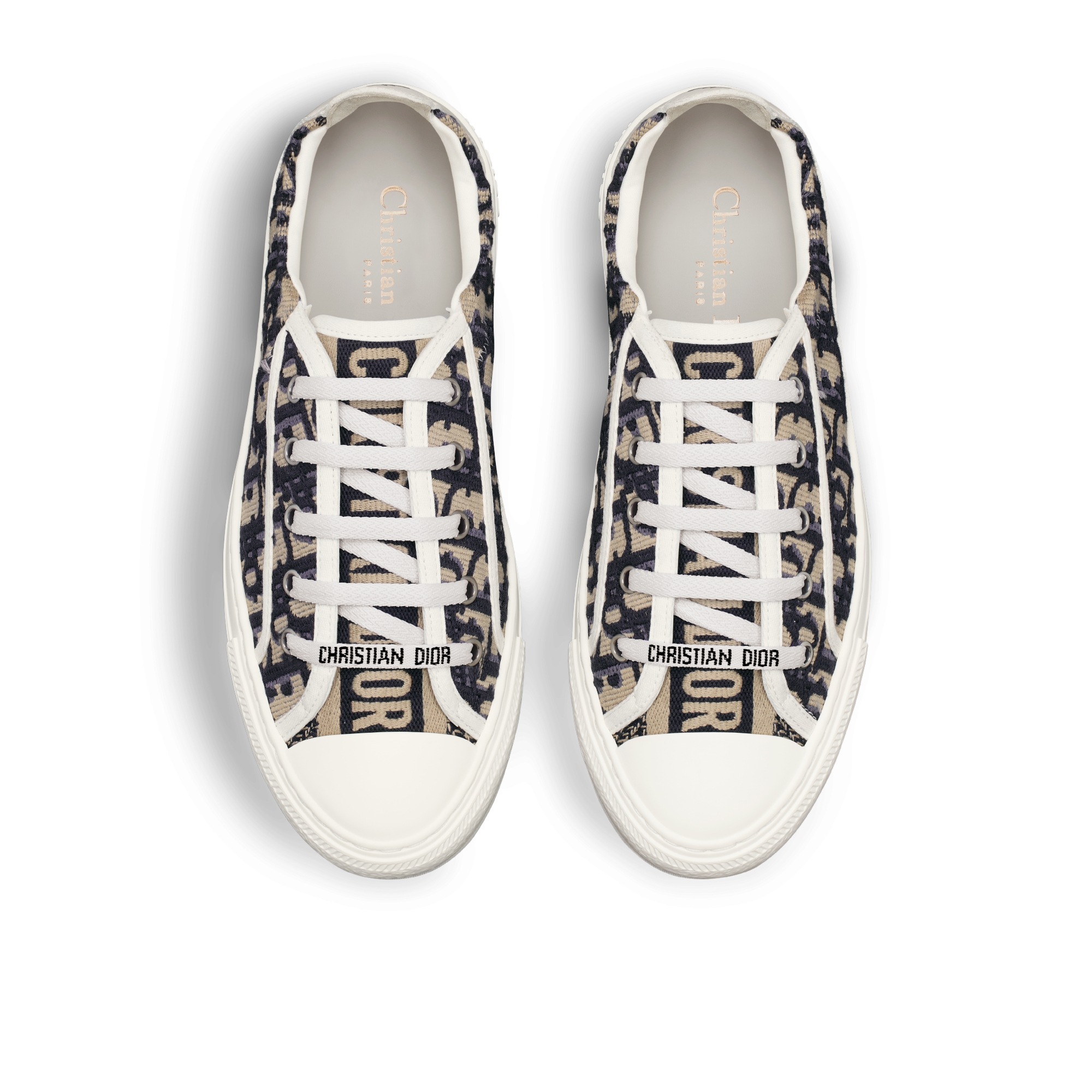 Walk'n'Dior Low-Top Sneaker Deep Blue Dior Oblique Embroidered Cotton E06