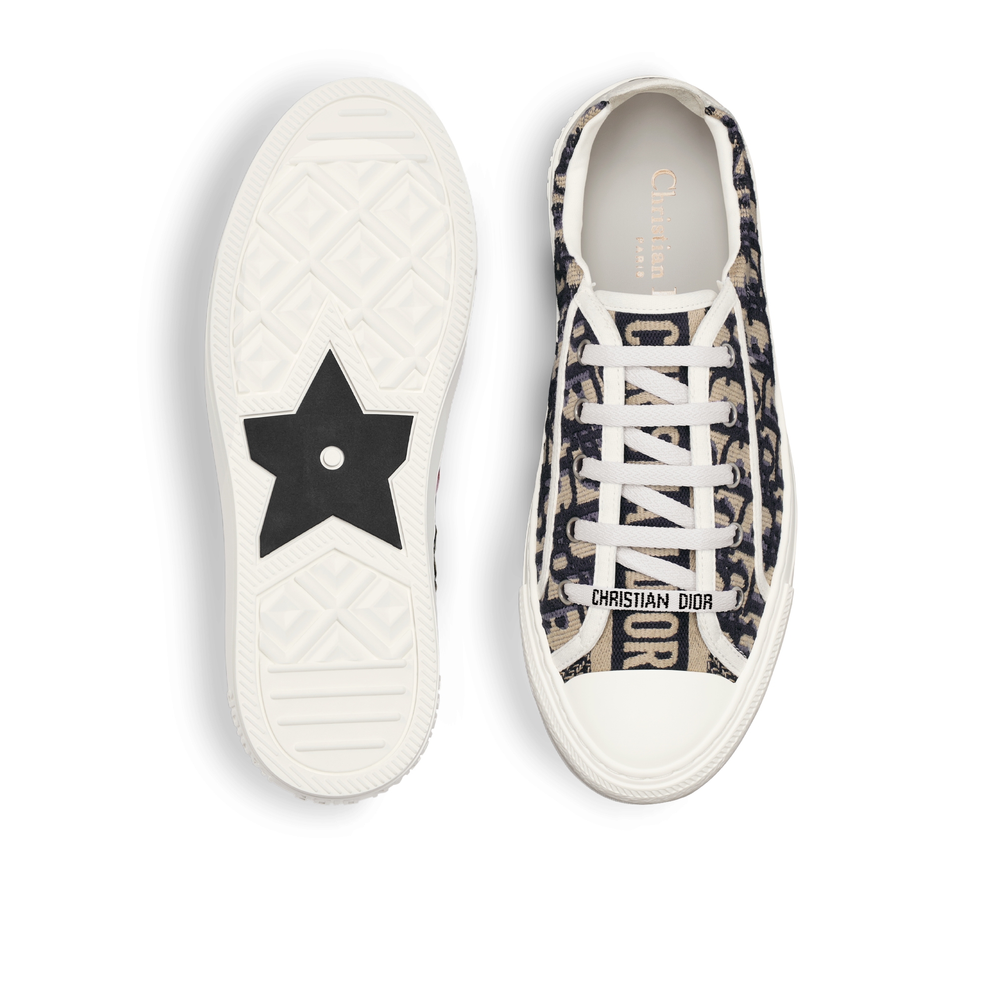 Walk'n'Dior Low-Top Sneaker Deep Blue Dior Oblique Embroidered Cotton E07